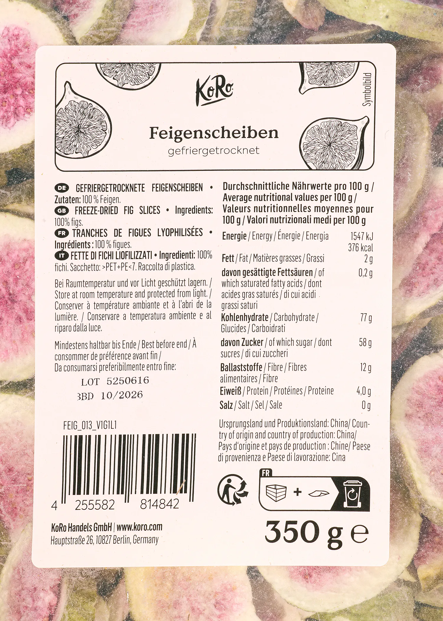 a label for a product that says 350 g on it