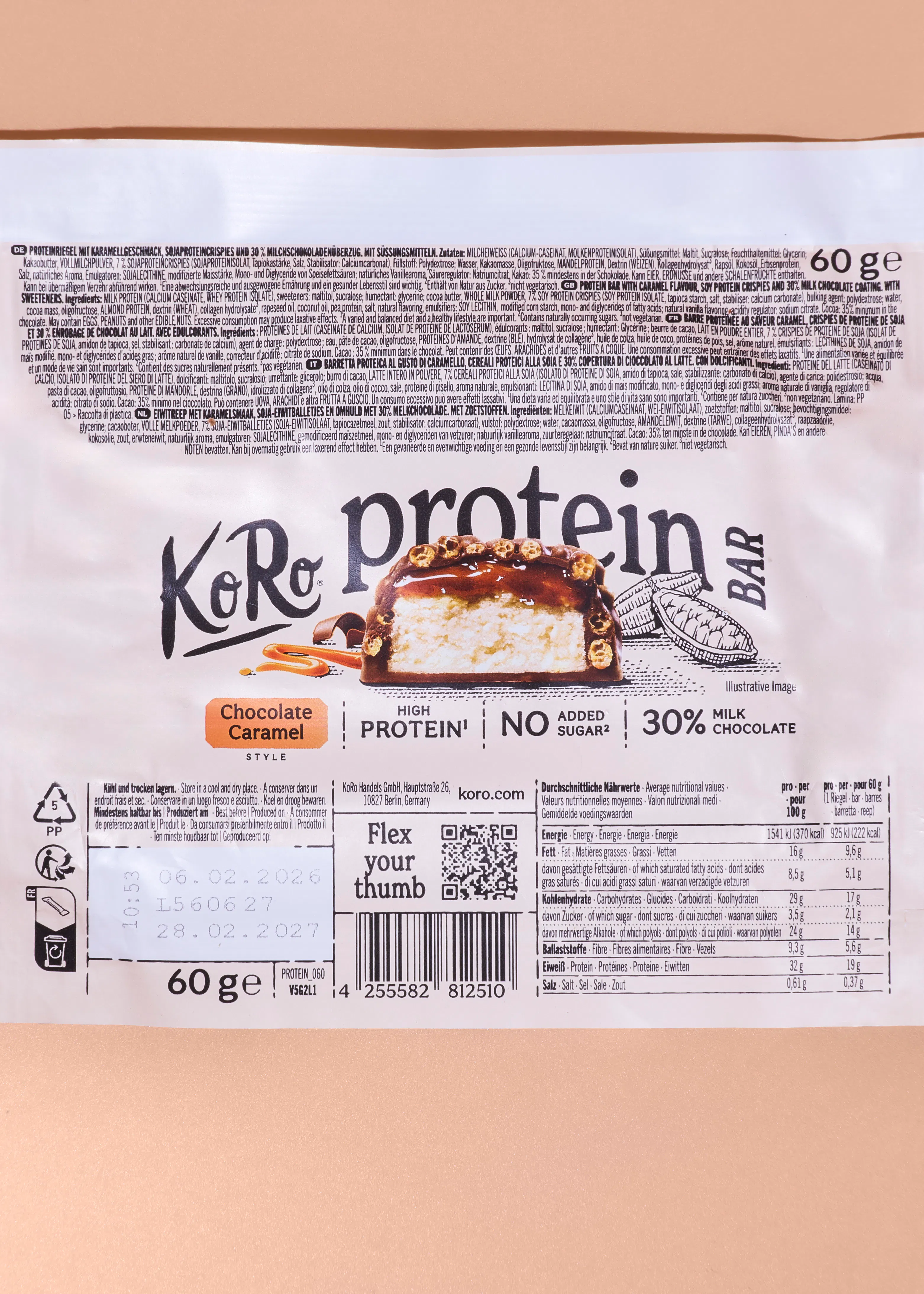 Crispy protein bar chocolate caramel 60 g