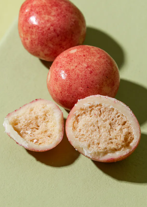 a close up of a candy that is cut in half