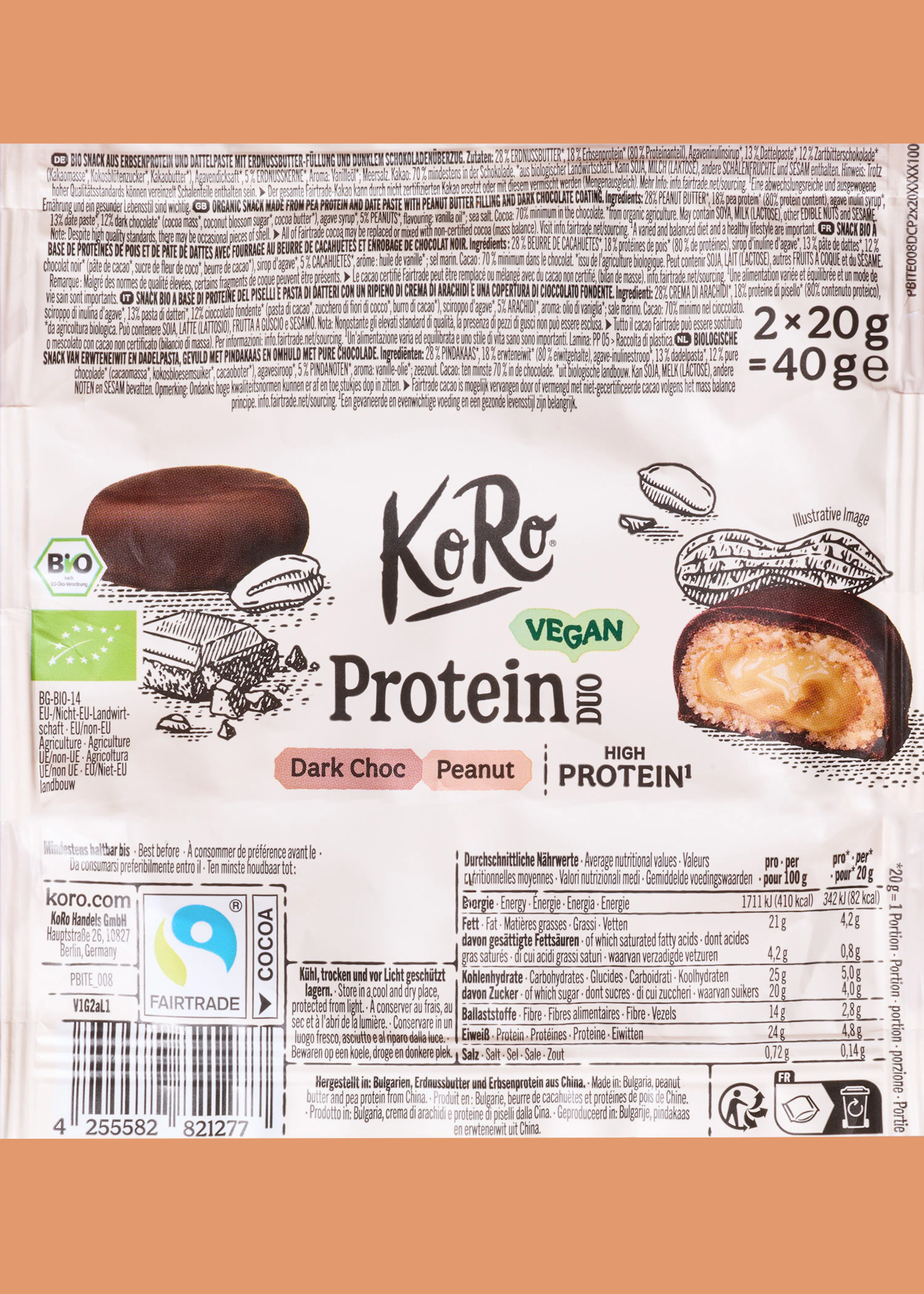 Bio Protein Duo Dark Choc Peanut | 2 x 20 g — 4