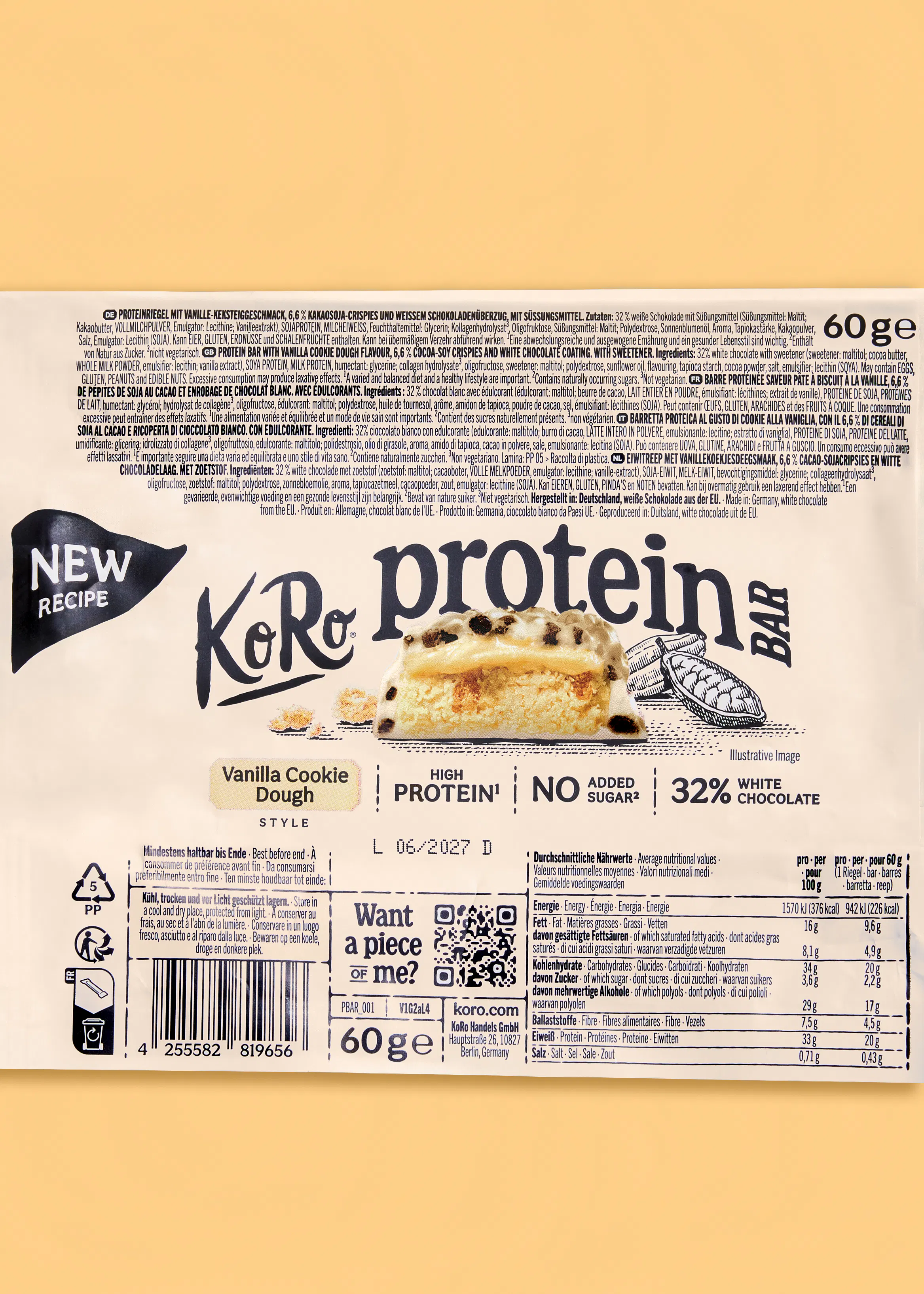 Protein Bar Vanilla Cookie Dough Style 60 g