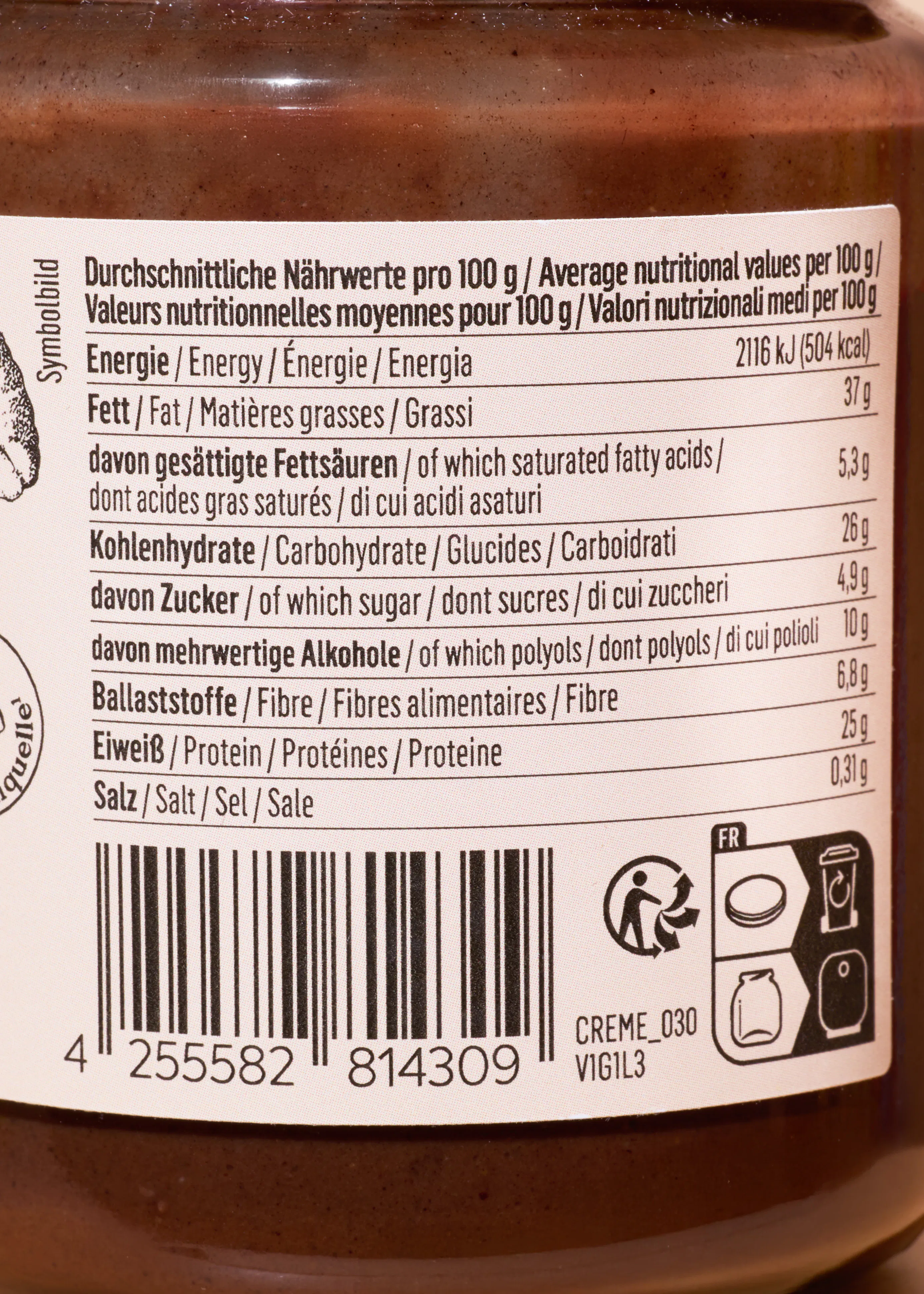 Pâte à tartiner protéinée crunchy vegan 200 g