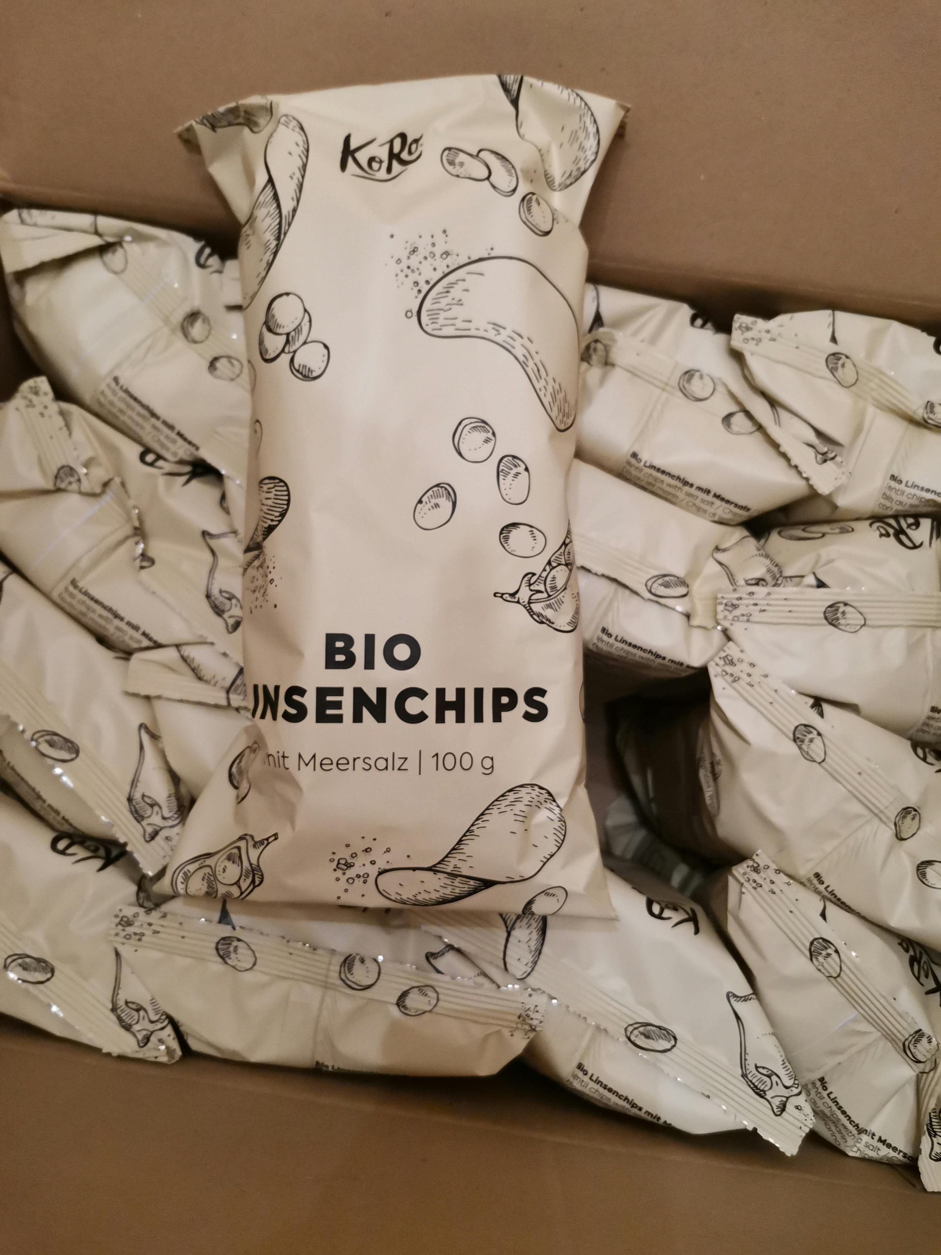 eine Schachtel bio insenchips mit meersalz 100 g