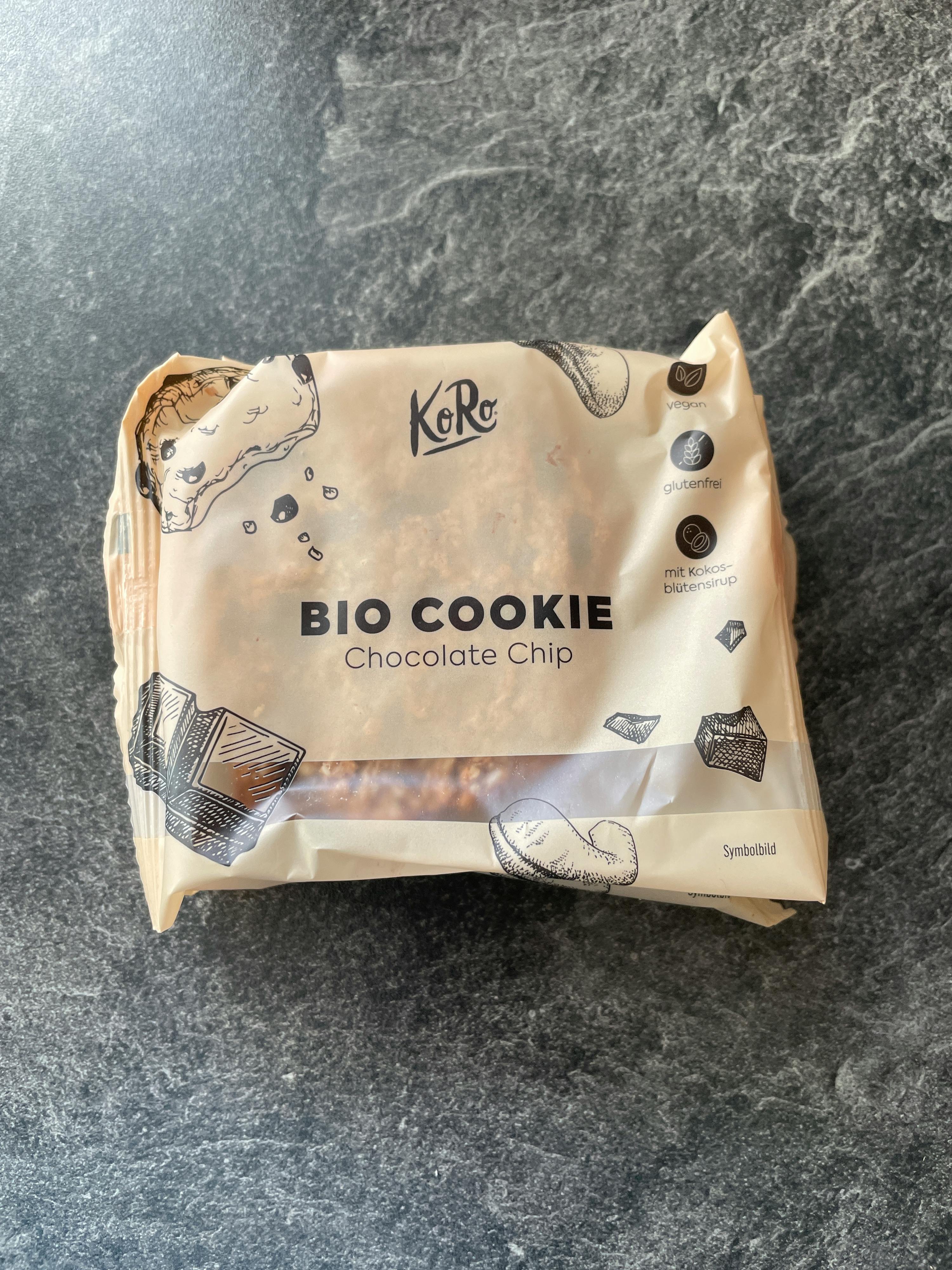 a package of bio cookie chocolate chip sits on a counter