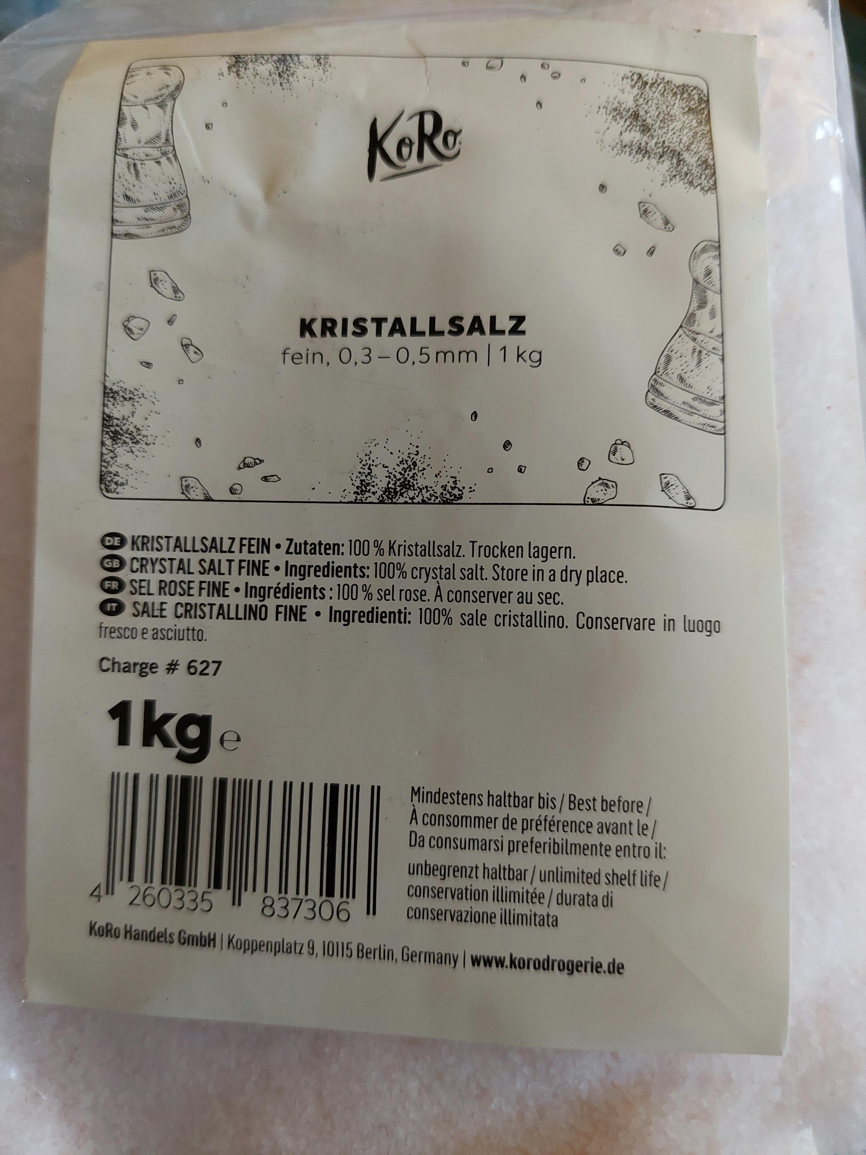 the back of a 1kg bag of kristallsalz