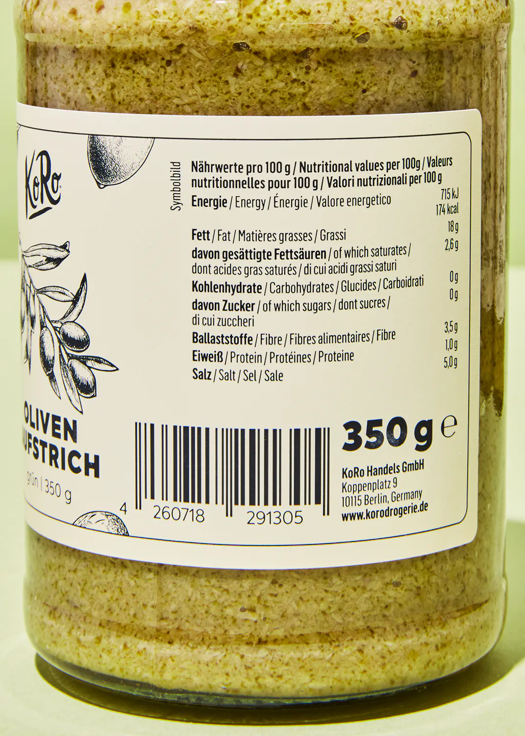 un gros plan de l' étiquette d' un bocal de 350 g