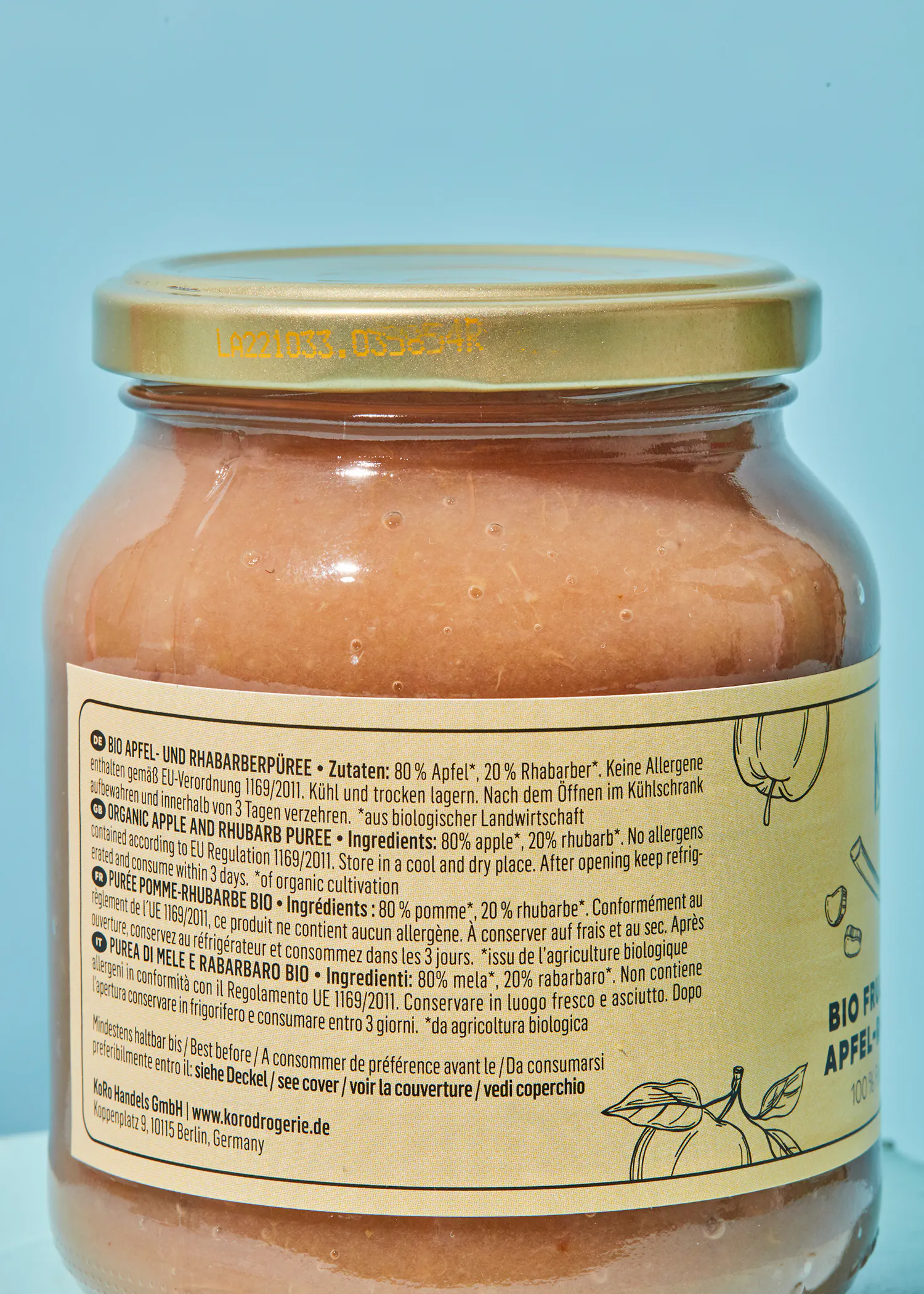 die Rückseite eines Glases Apfelpüree