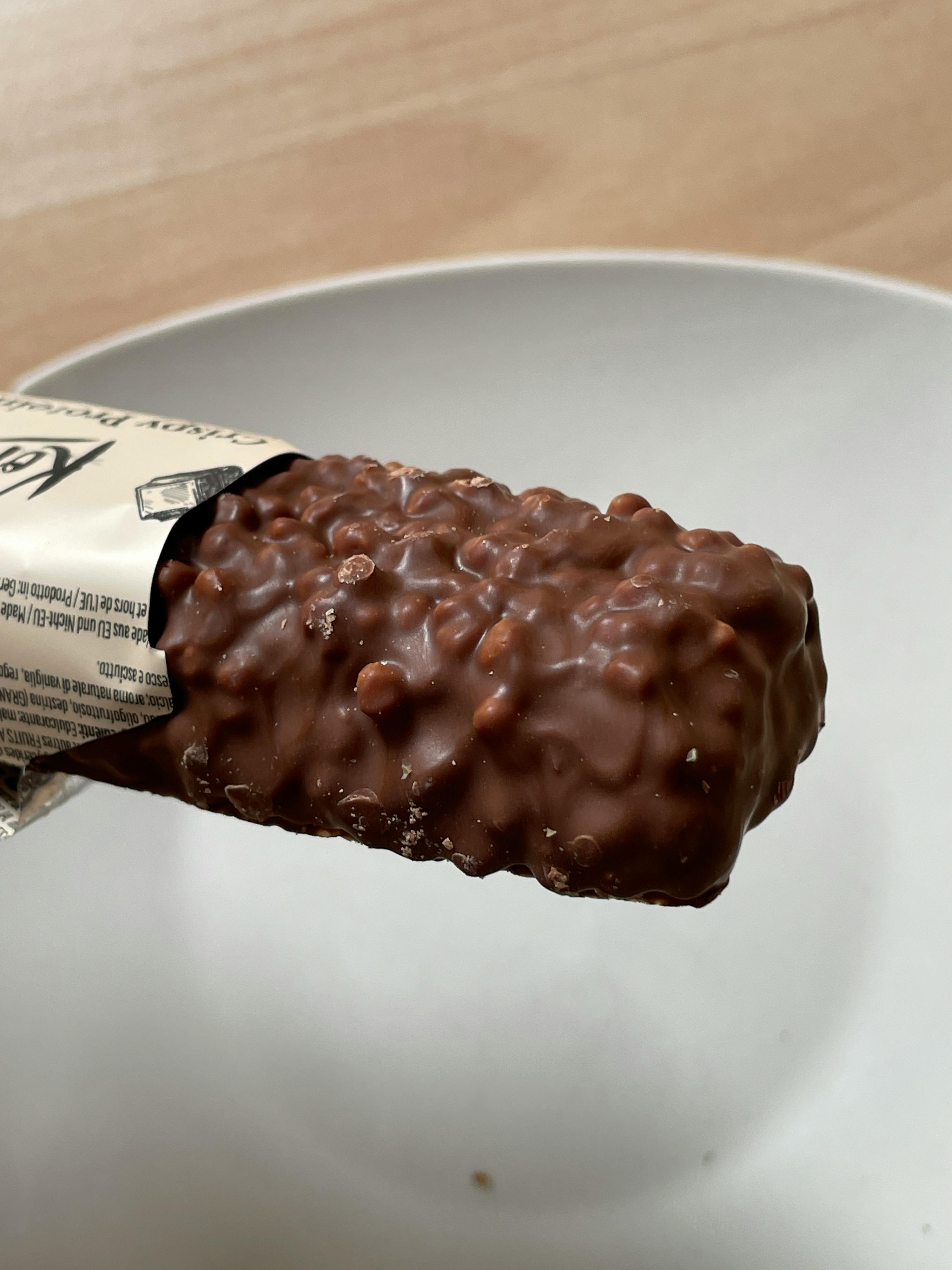 a close up of a chocolate bar on a plate