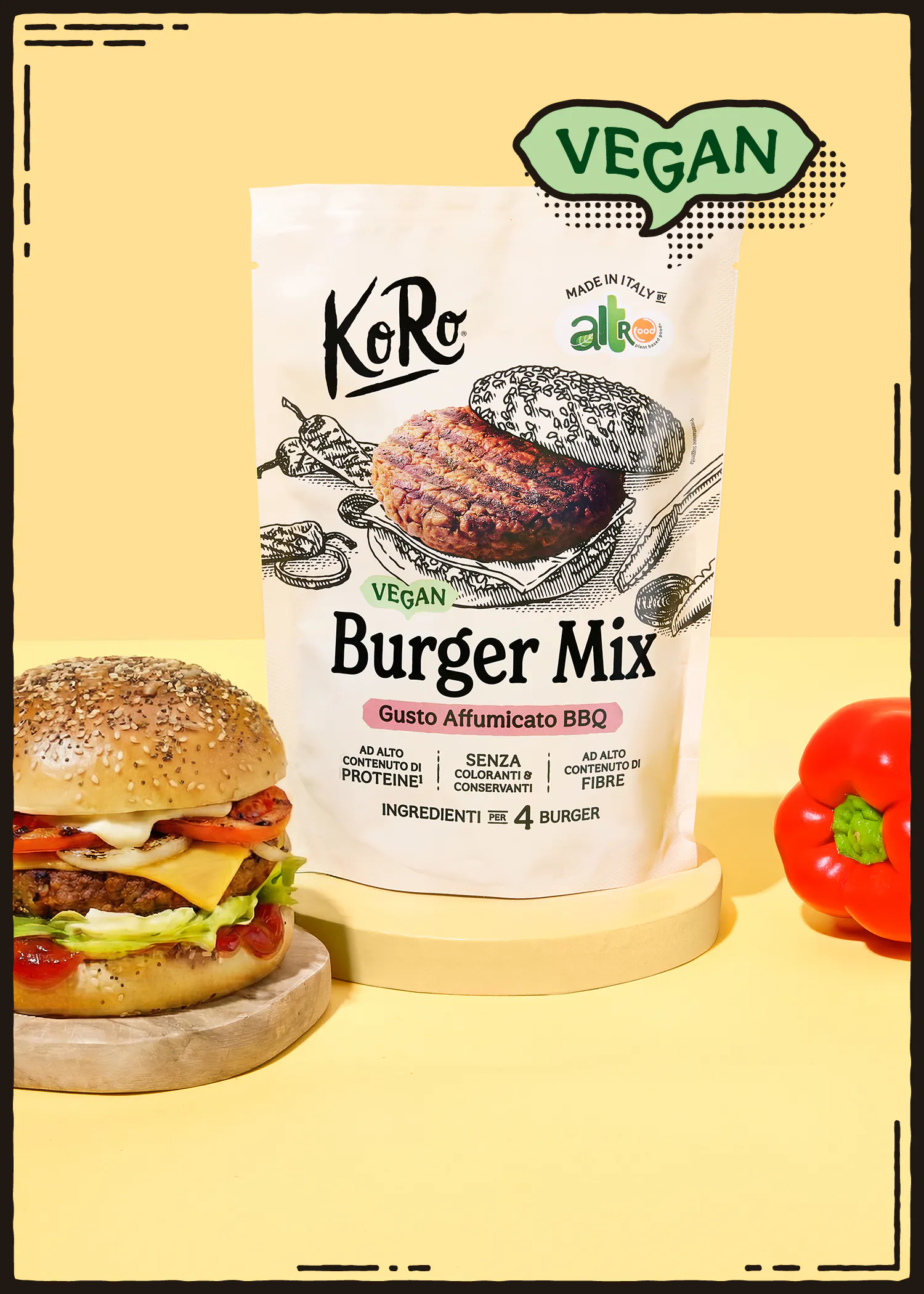 Mix per burger vegan al gusto BBQ “KoRo x Altrofood” | 120 g