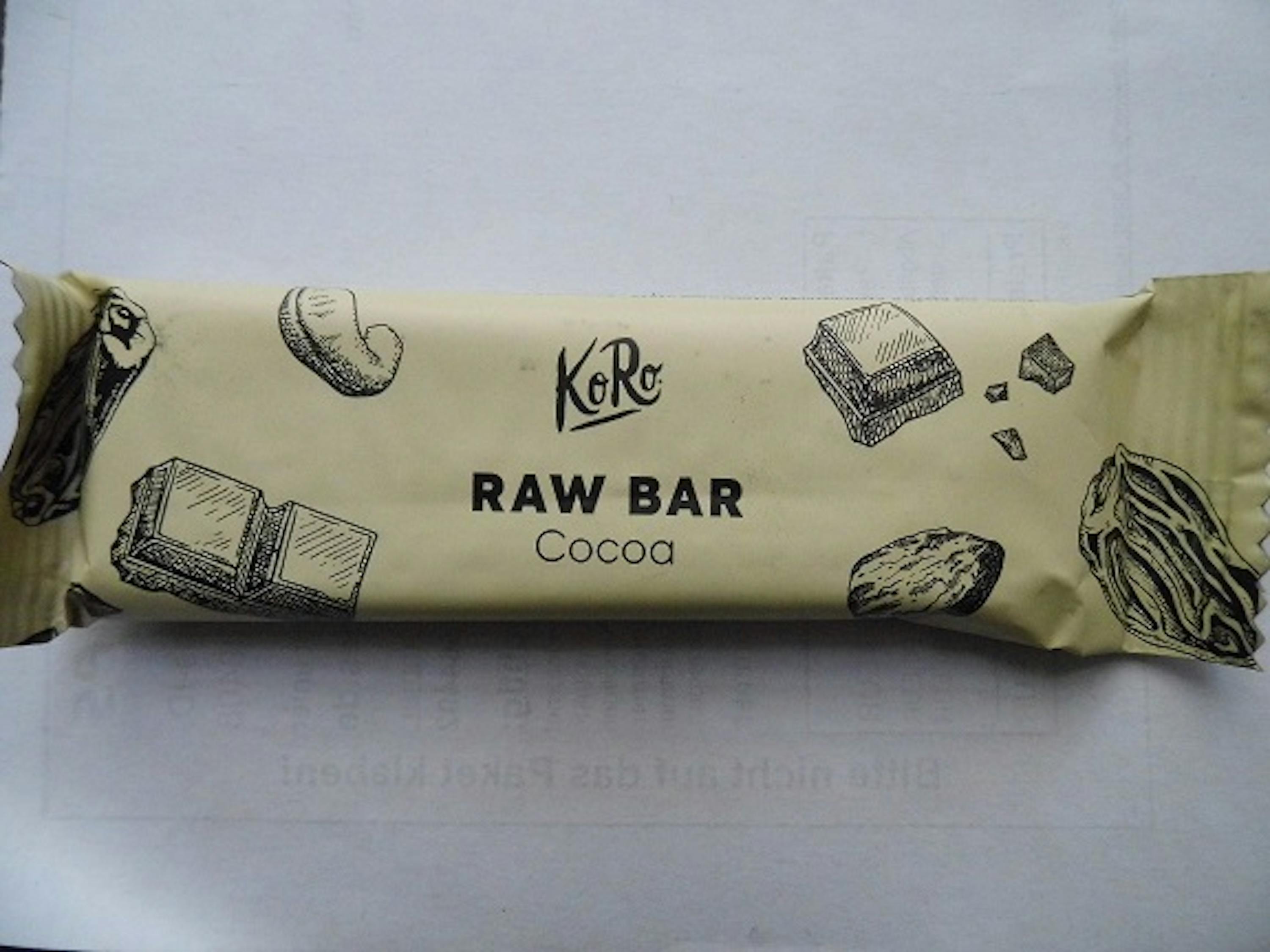 a close up of a raw bar that says cocoa on it