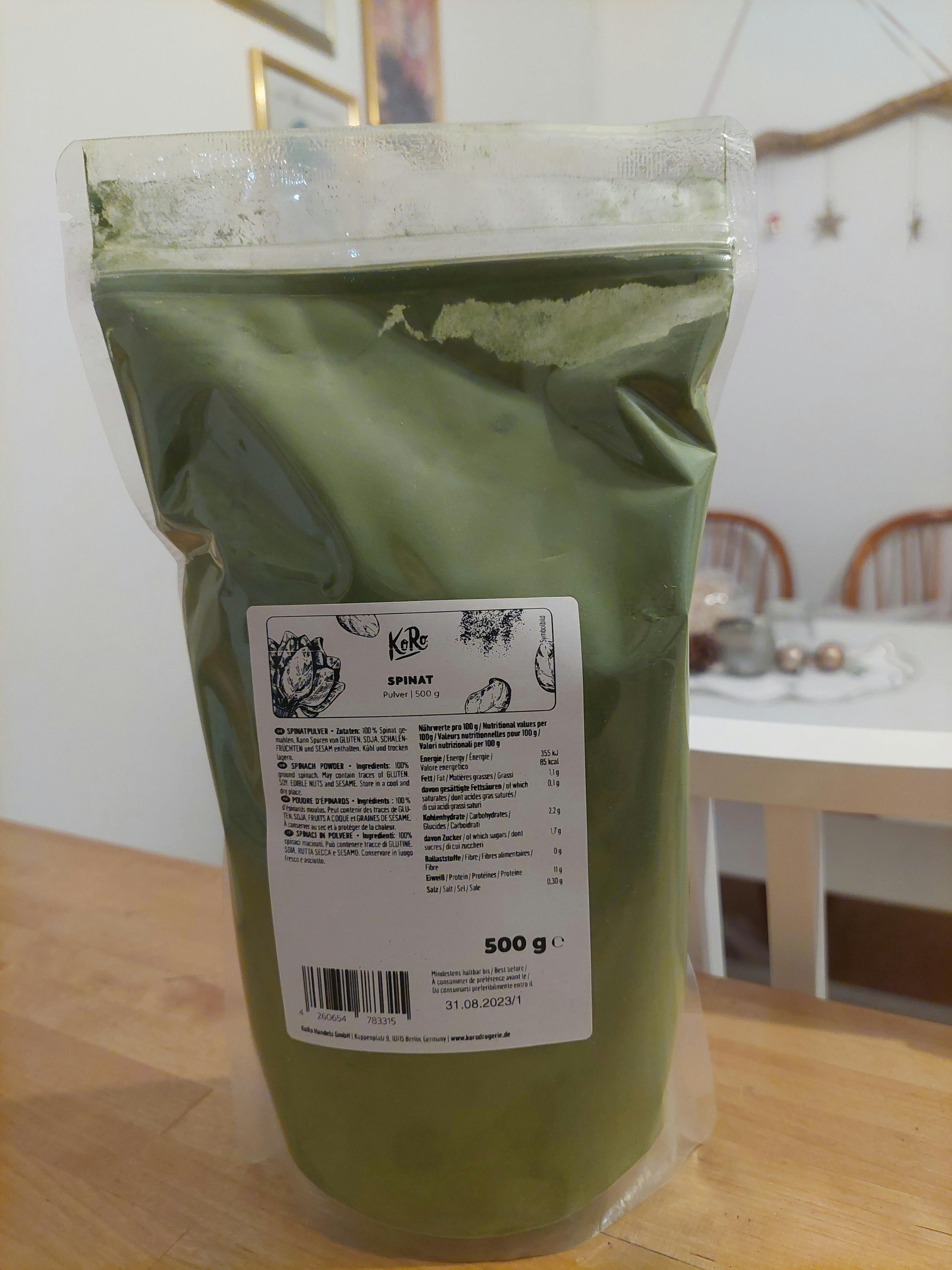 a bag of green powder with a label that says 500g