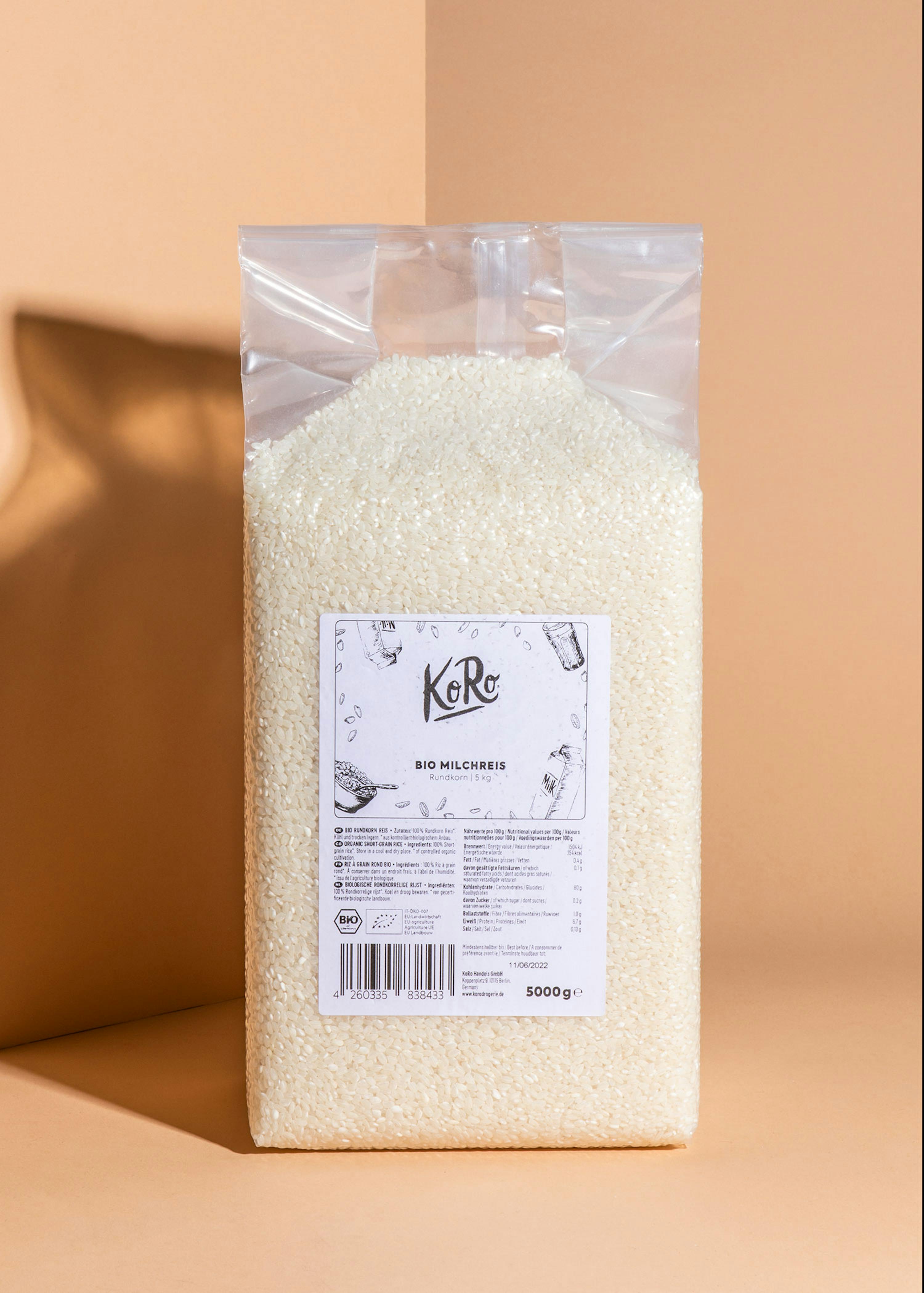 Riz rond de qualité supérieure 5 kg, KoRo