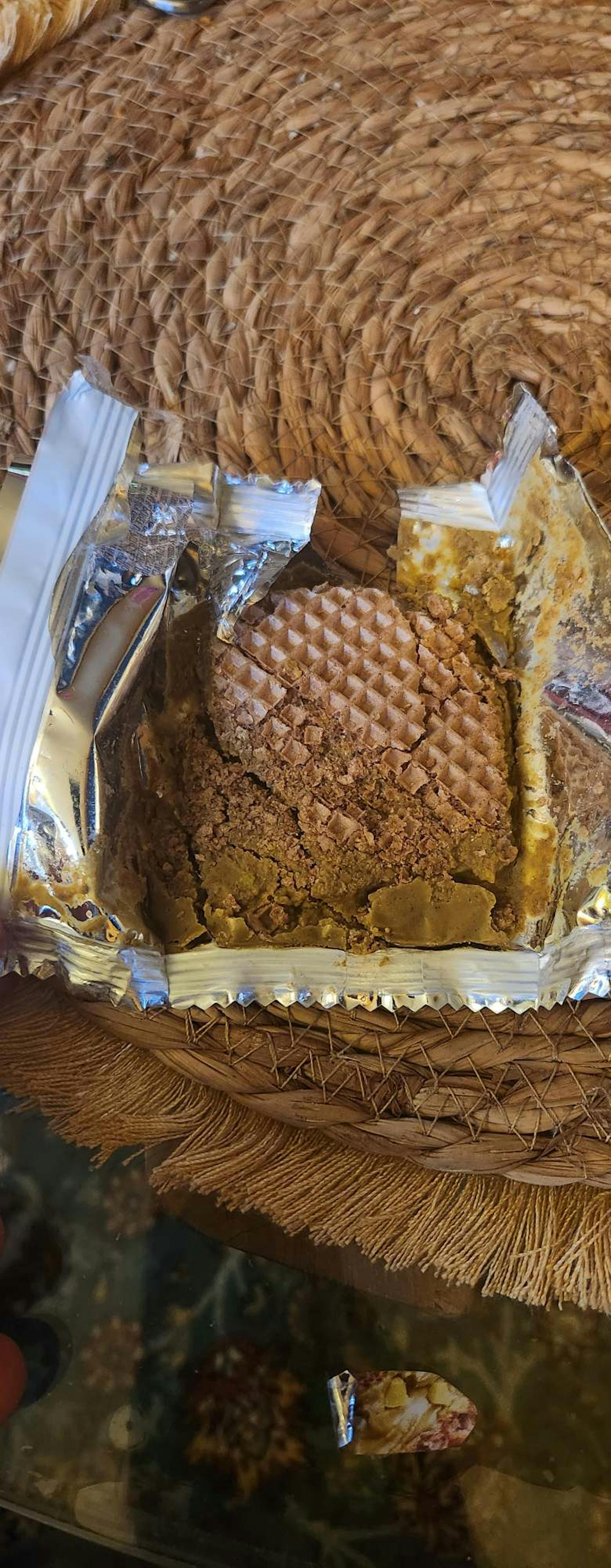 a close up of a candy bar with a bite taken out of it