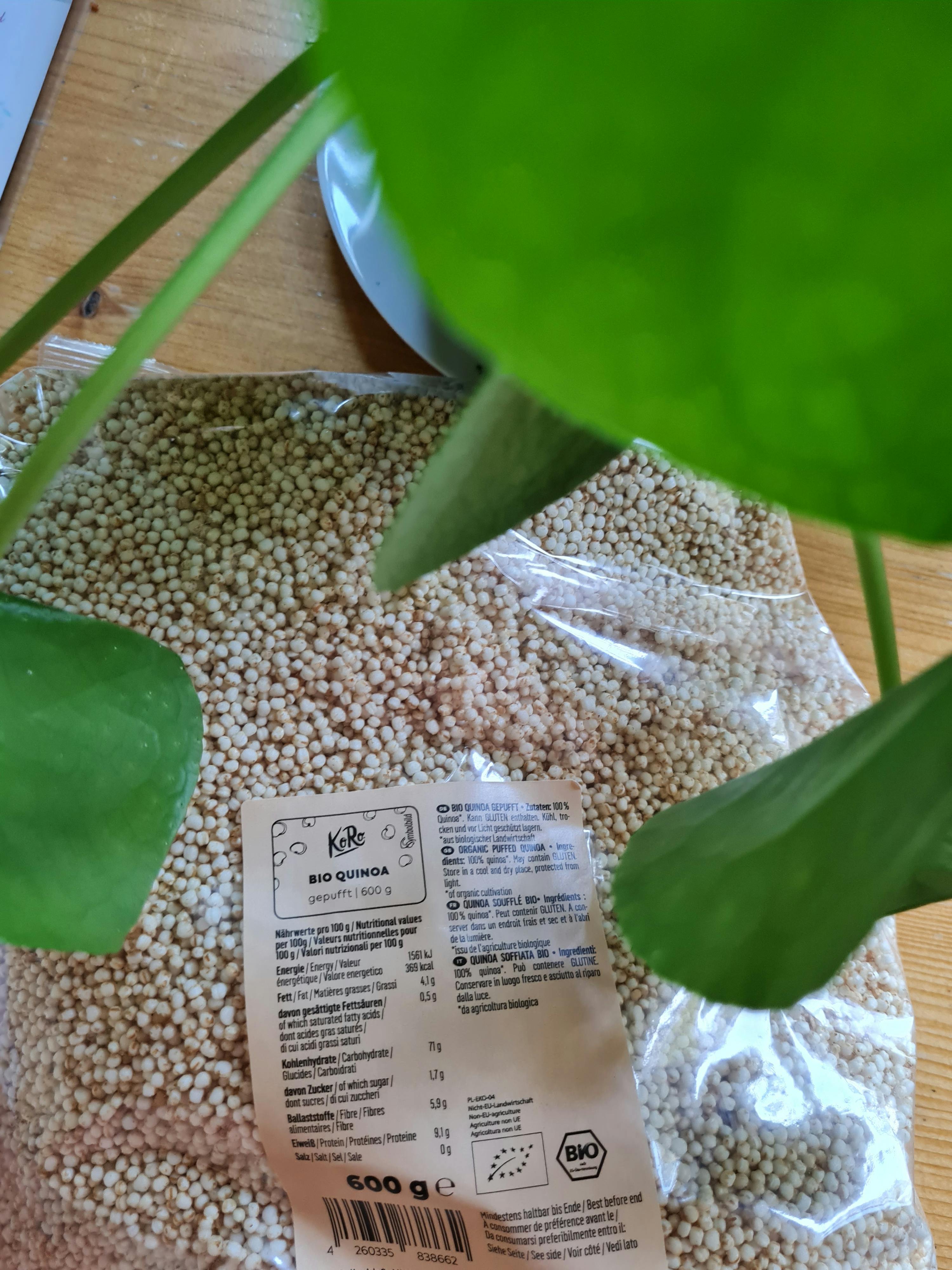 eine verpackte pflanze steht neben einem sack reis