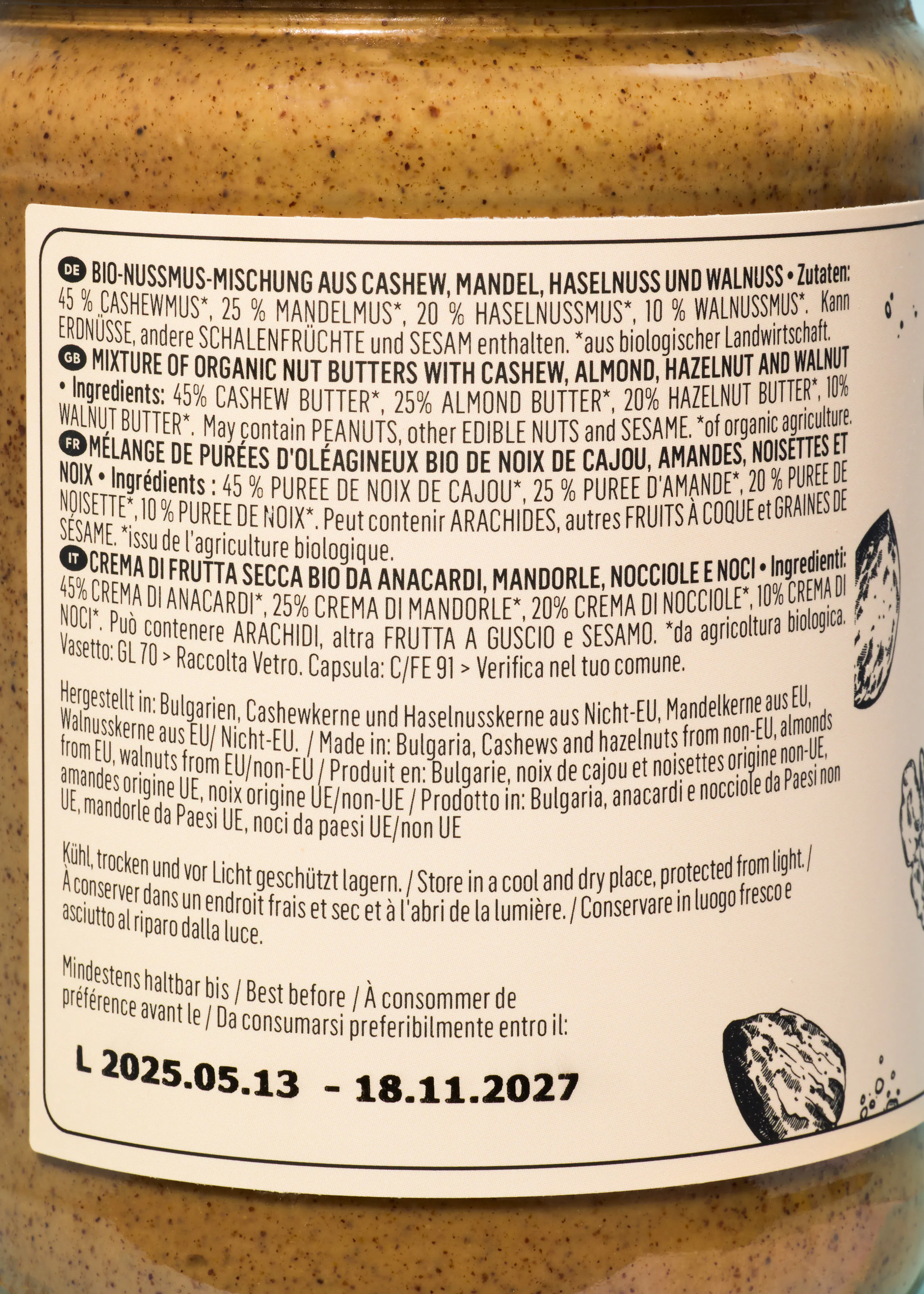 a jar of peanut butter has a date of 18.11.2027