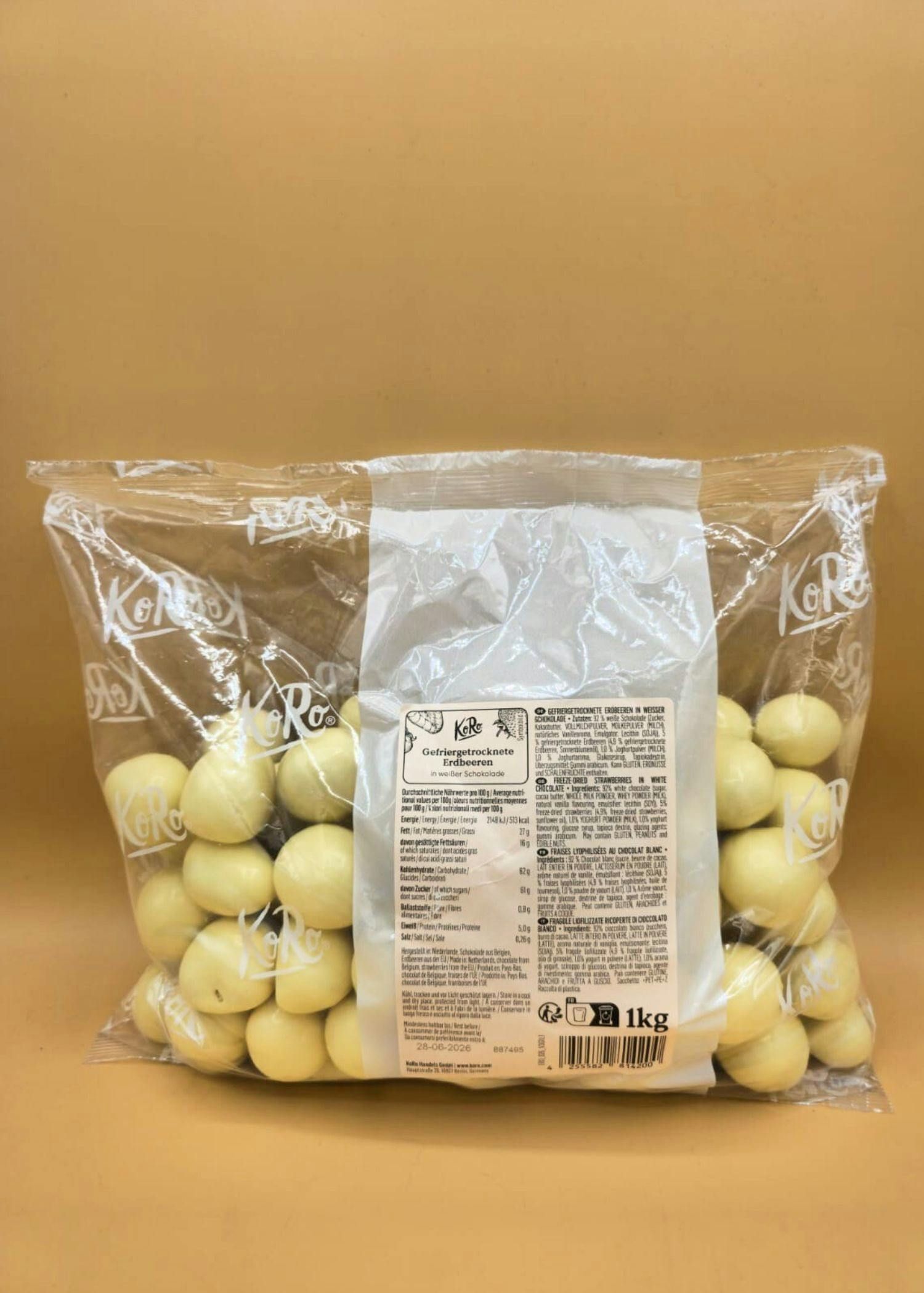 Freeze-dried strawberries in white chocolate 1kg Freeze-dried strawberries in white chocolate 1kg