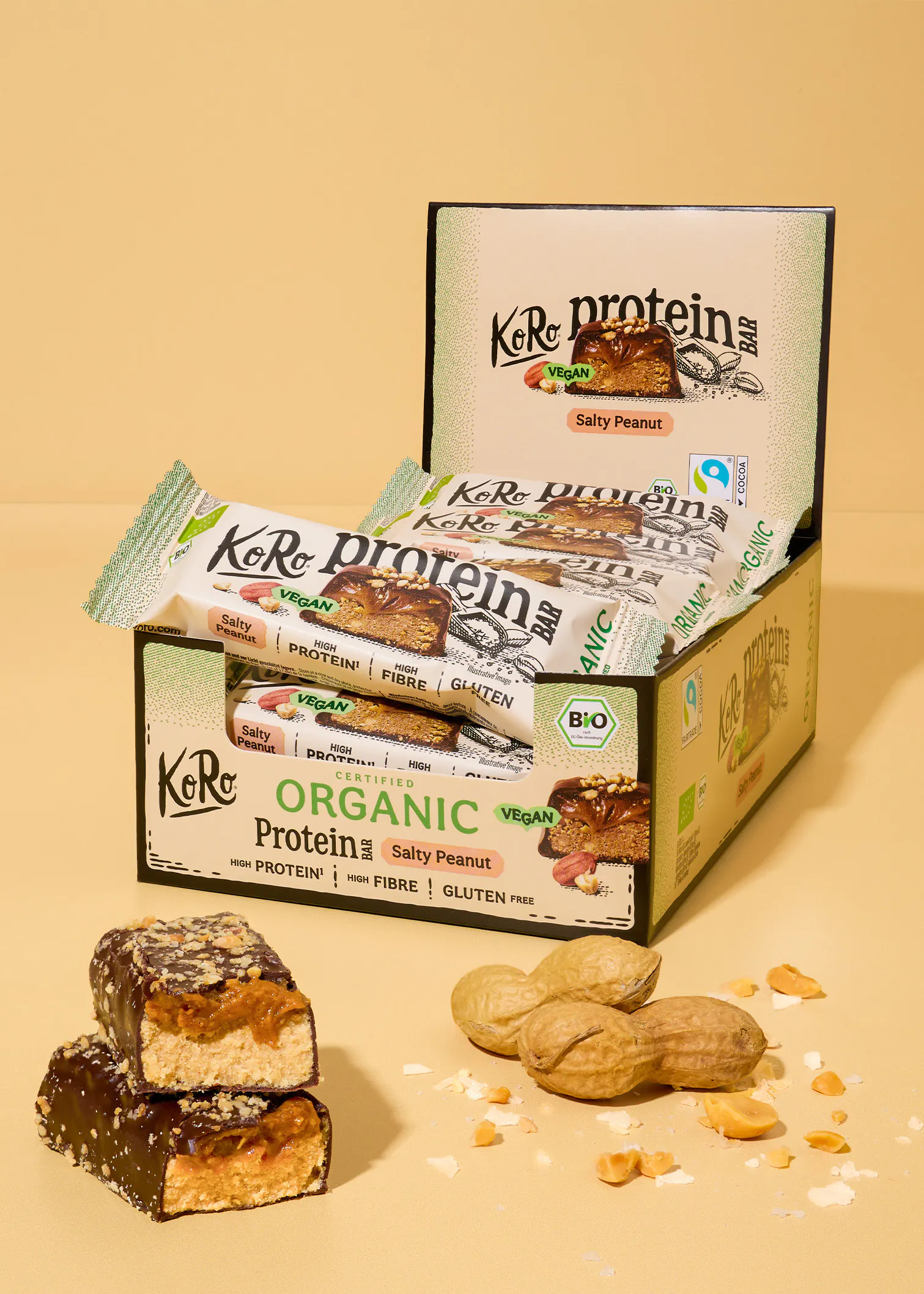 Barre protéinée vegan à la cacahuète salée bio | 12 x 45 g