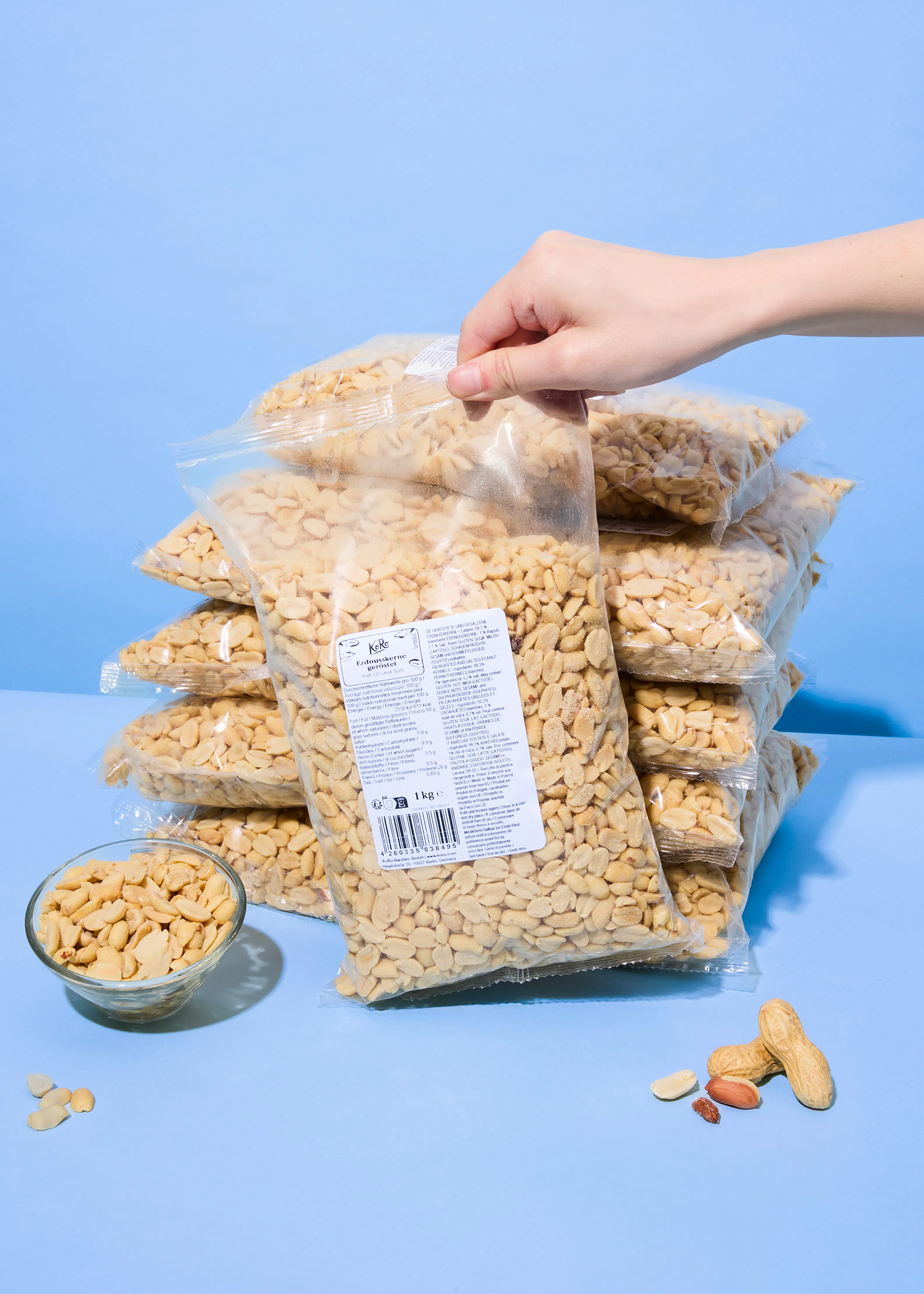 Cacahuètes grillées au sel et à l'huile 10 x 1 kg