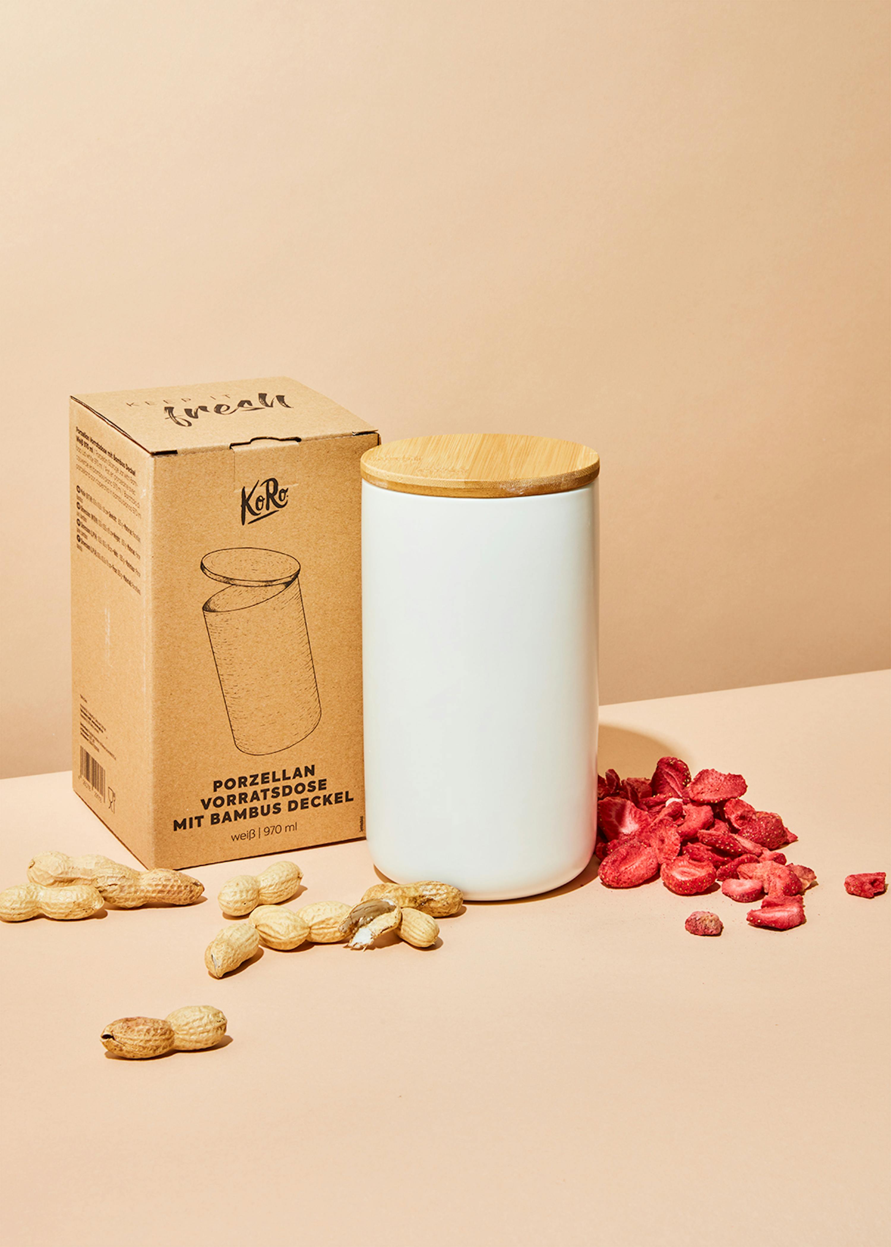 La Porcelaine Bianca - Pot Deco Noci in Gift Box - Conservation, bocaux et  récipients - Bocaux Cuisine - Porcelaine - 500 CC; 9,5 x 9,5 x 11,5 cm