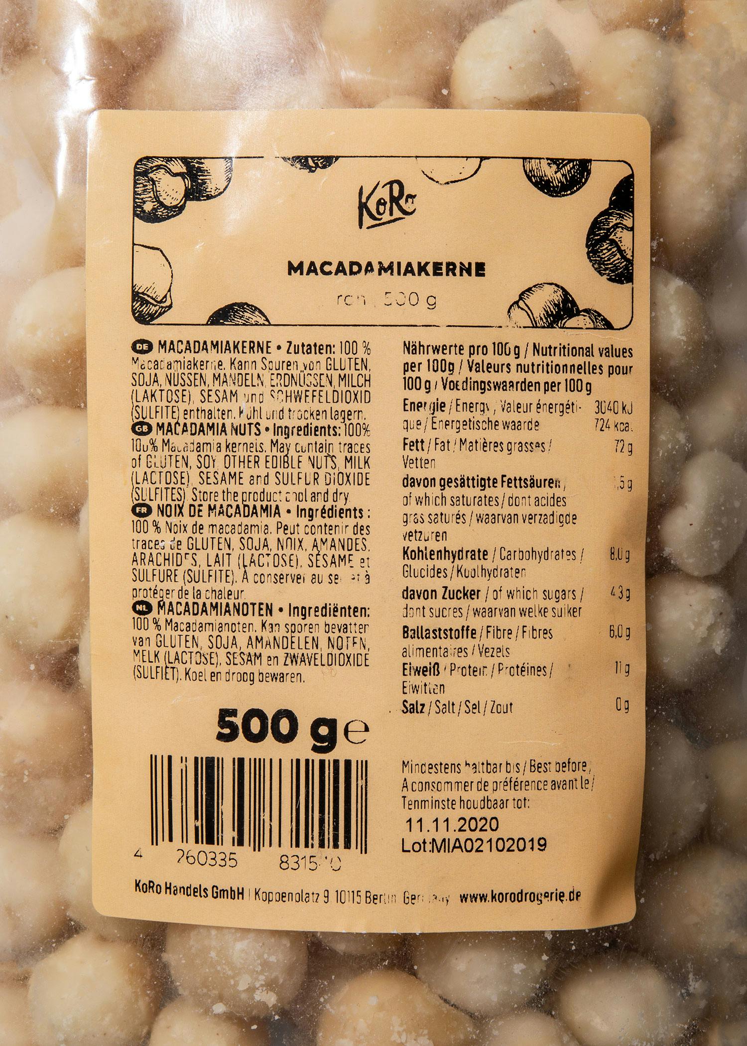 Noix de Macadamia crues 250 g, épicerie patisserie cuisine