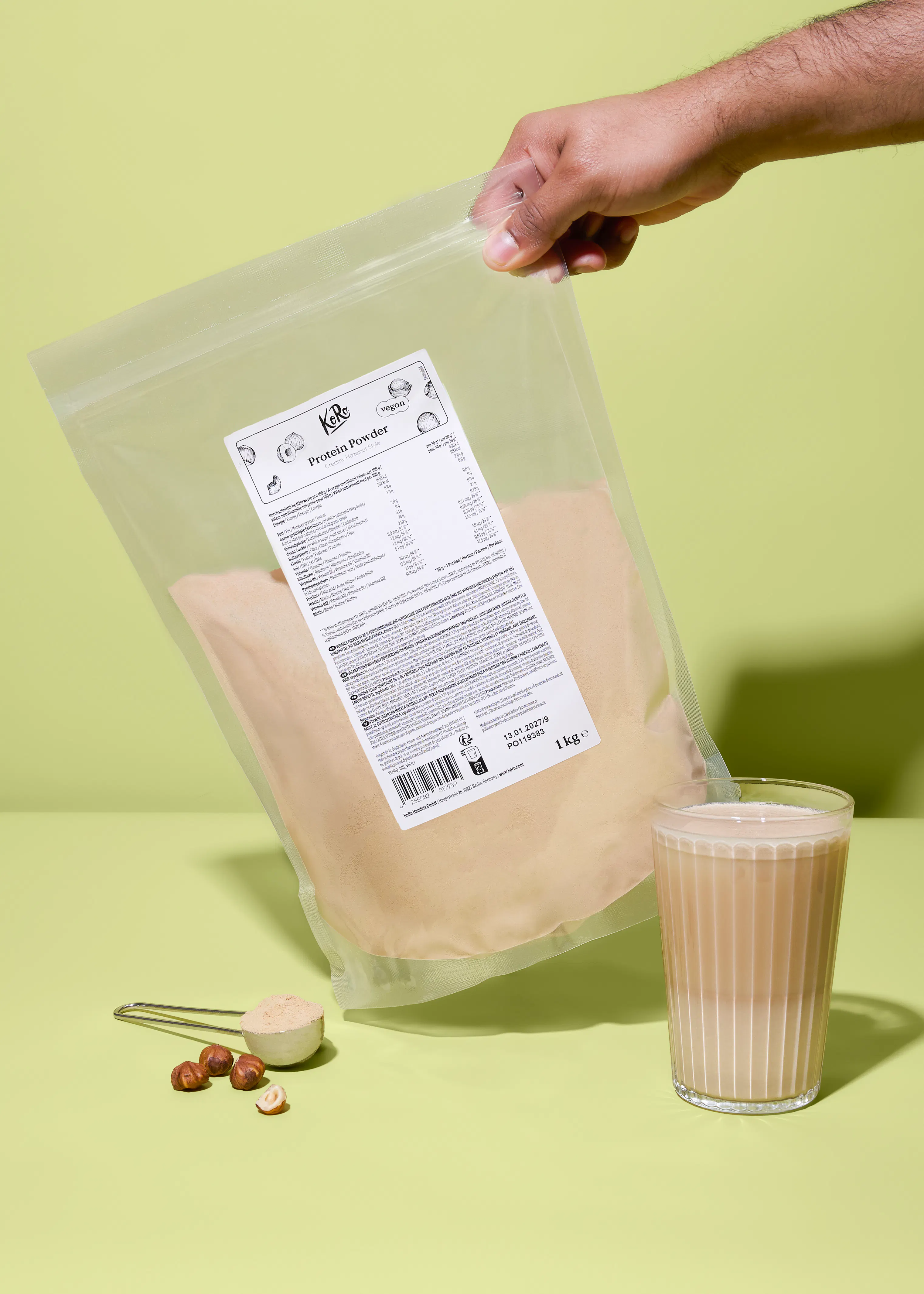 Protéines en poudre vegan à la noisette 1 kg