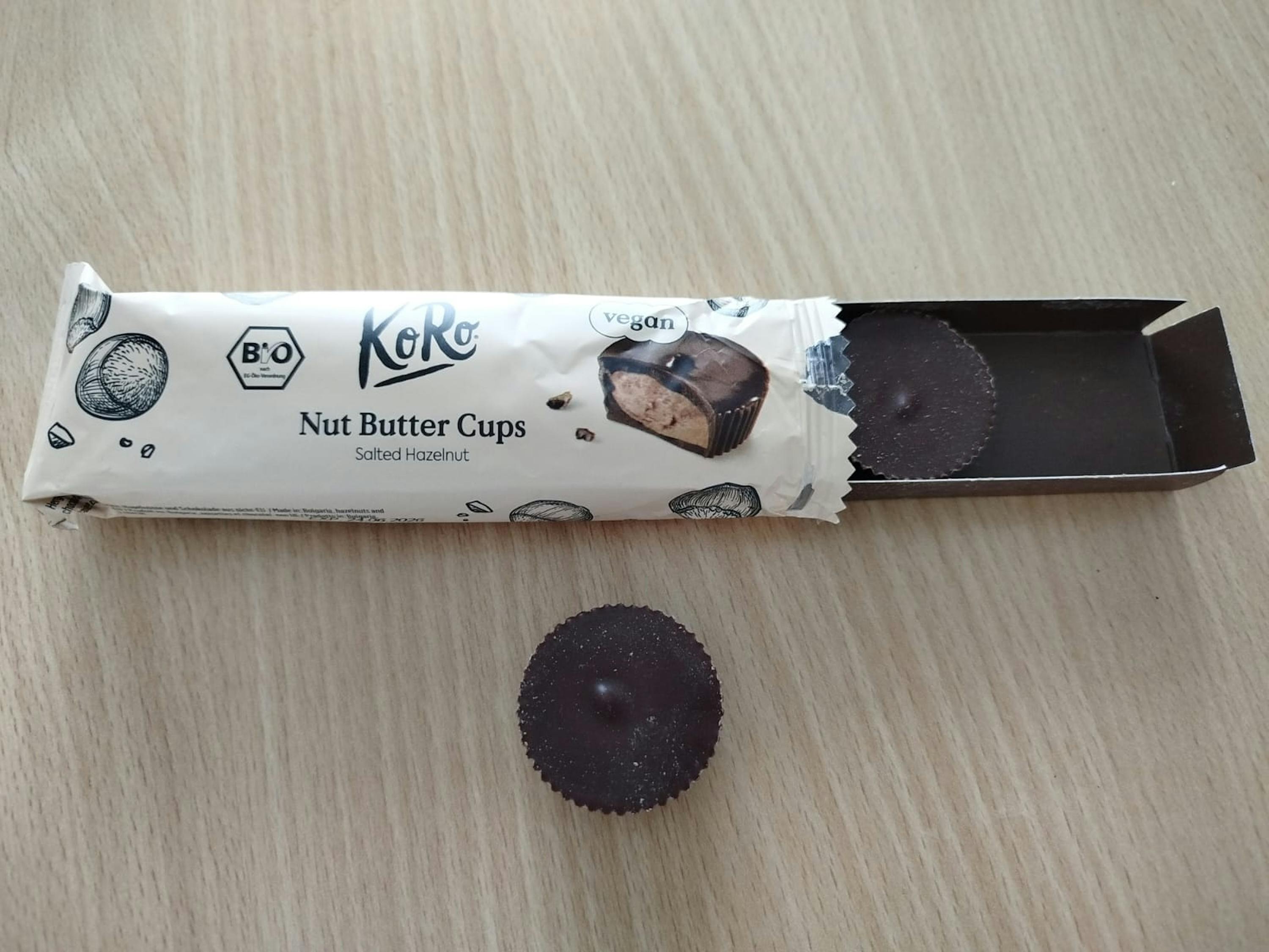 a package of koro nut butter cups salted hazelnut