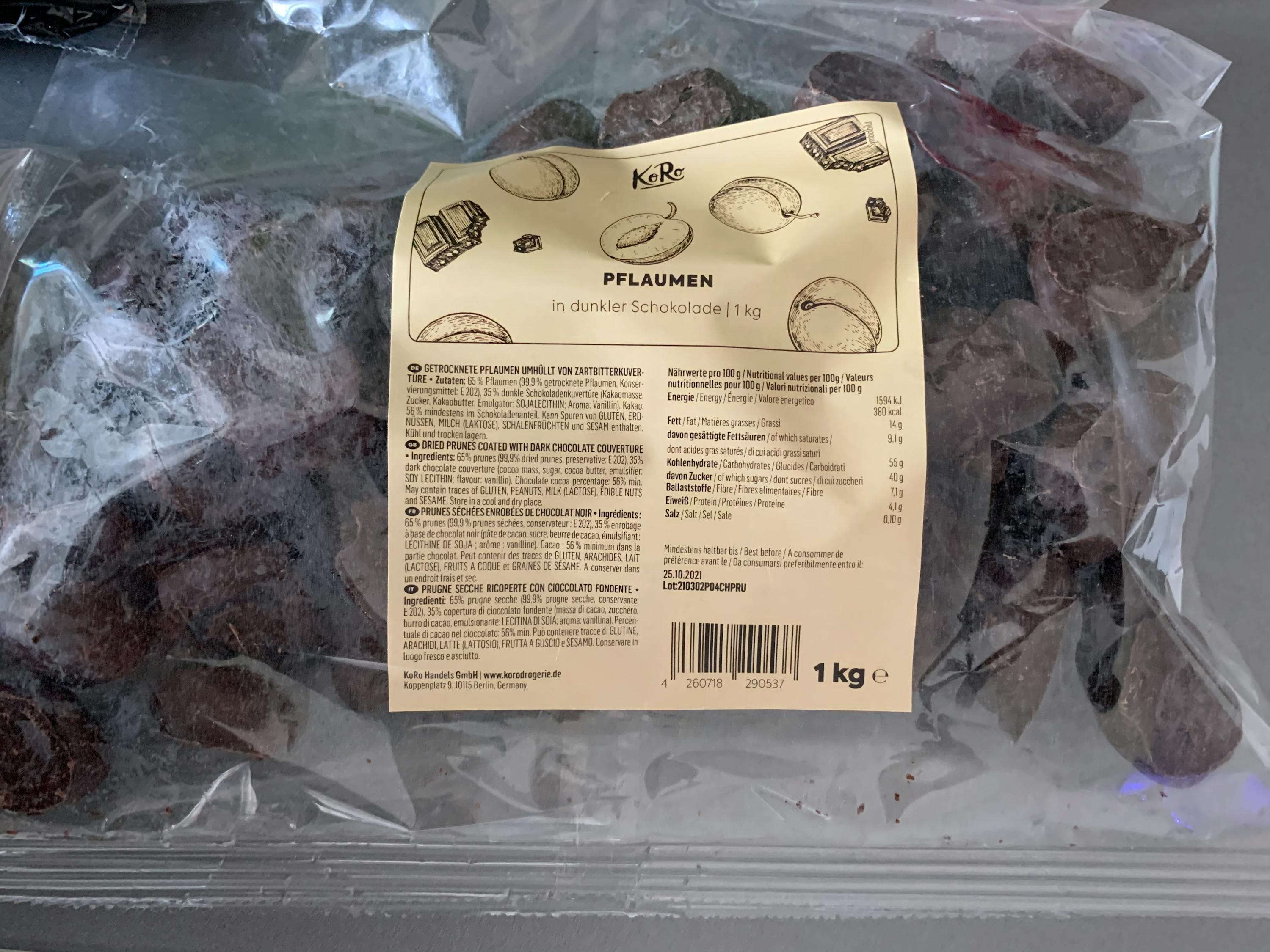 l' arrière d' un sac d' un kilogramme de pflaumen