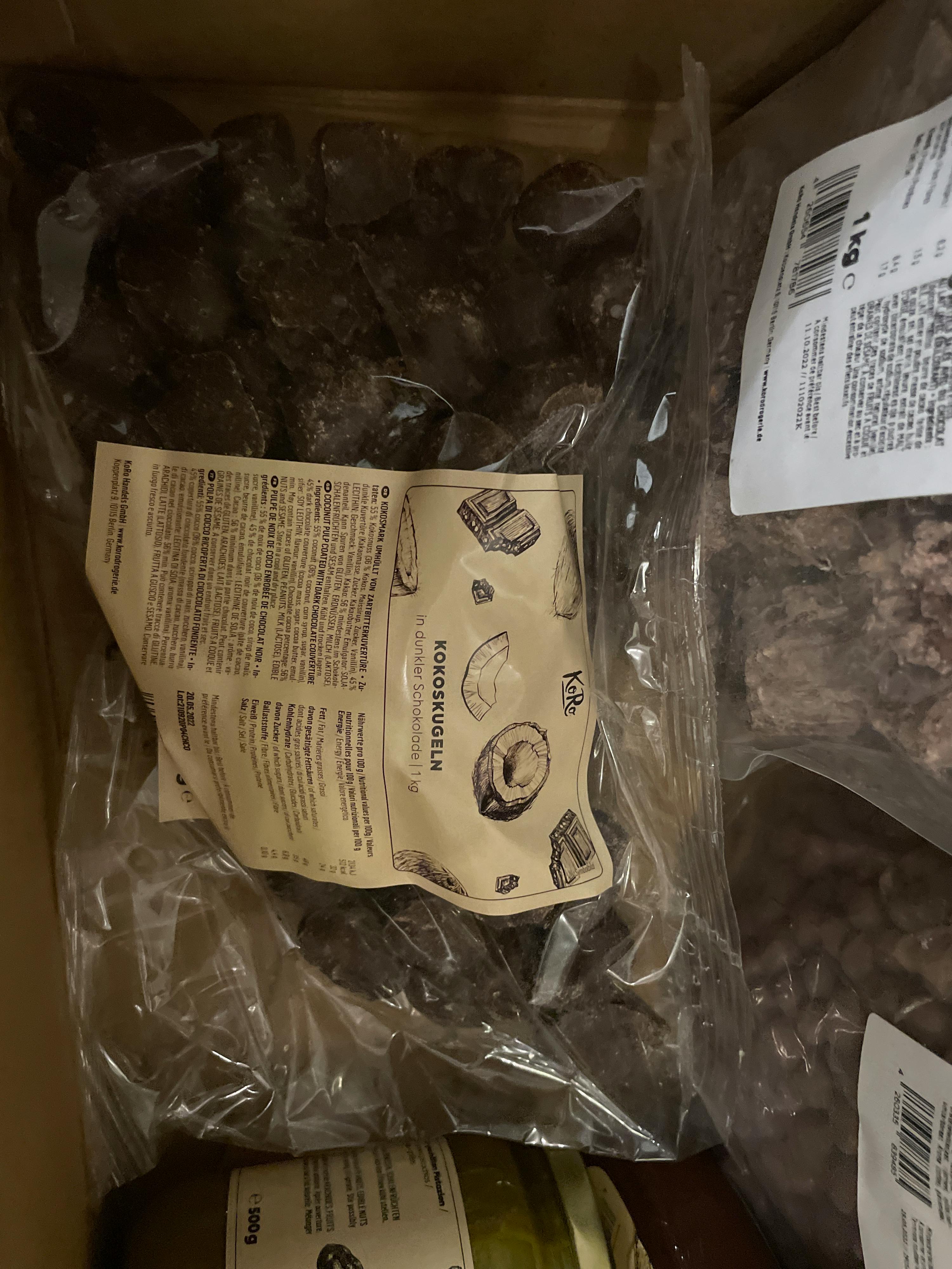 a bag of kokoskugeln in a plastic bag