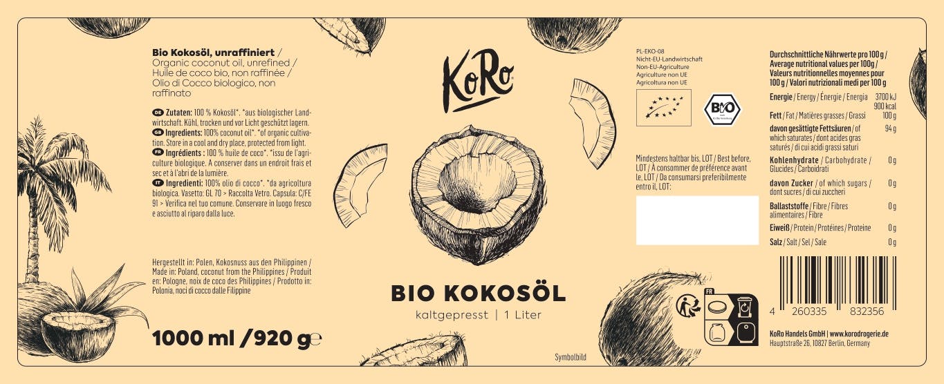 4260335832356 - Bio Kokosöl 1 L 4260335832356 - Bio Kokosöl 1 L