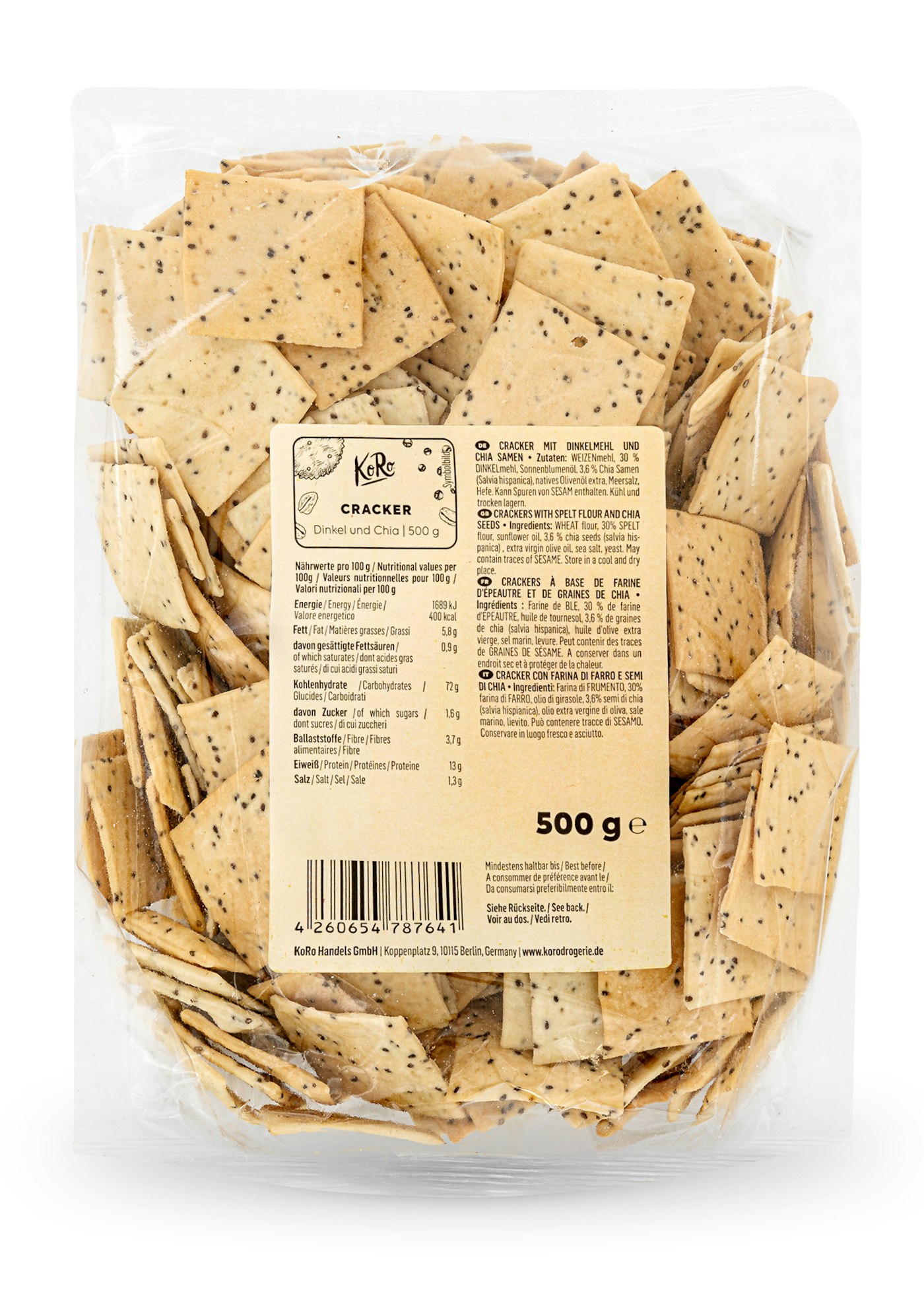 Dinkel Cracker mit Chia KoRo Germany