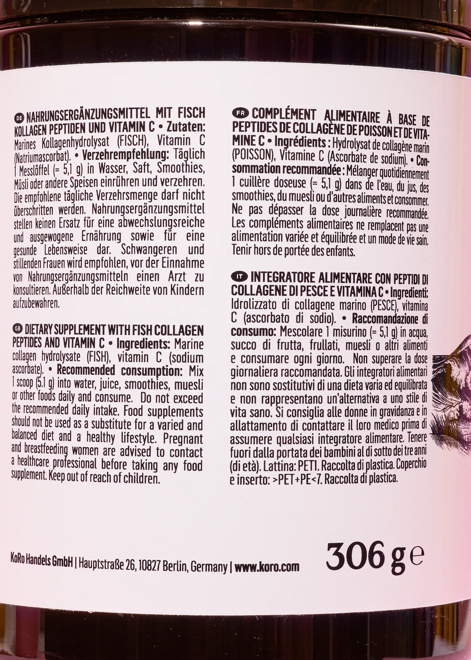 Marine collagen with vitamin C 306g