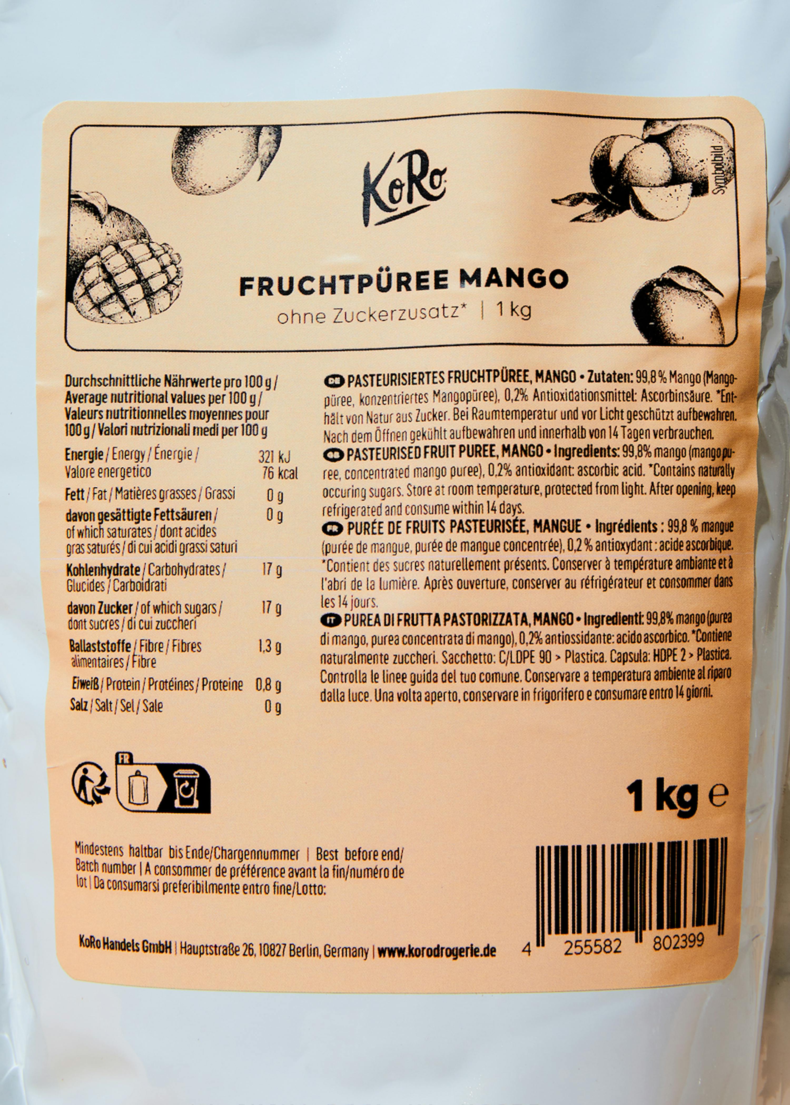 Purée Mangue 1kg (sans sucre ajouté) - LAUBRY - Finest Foods