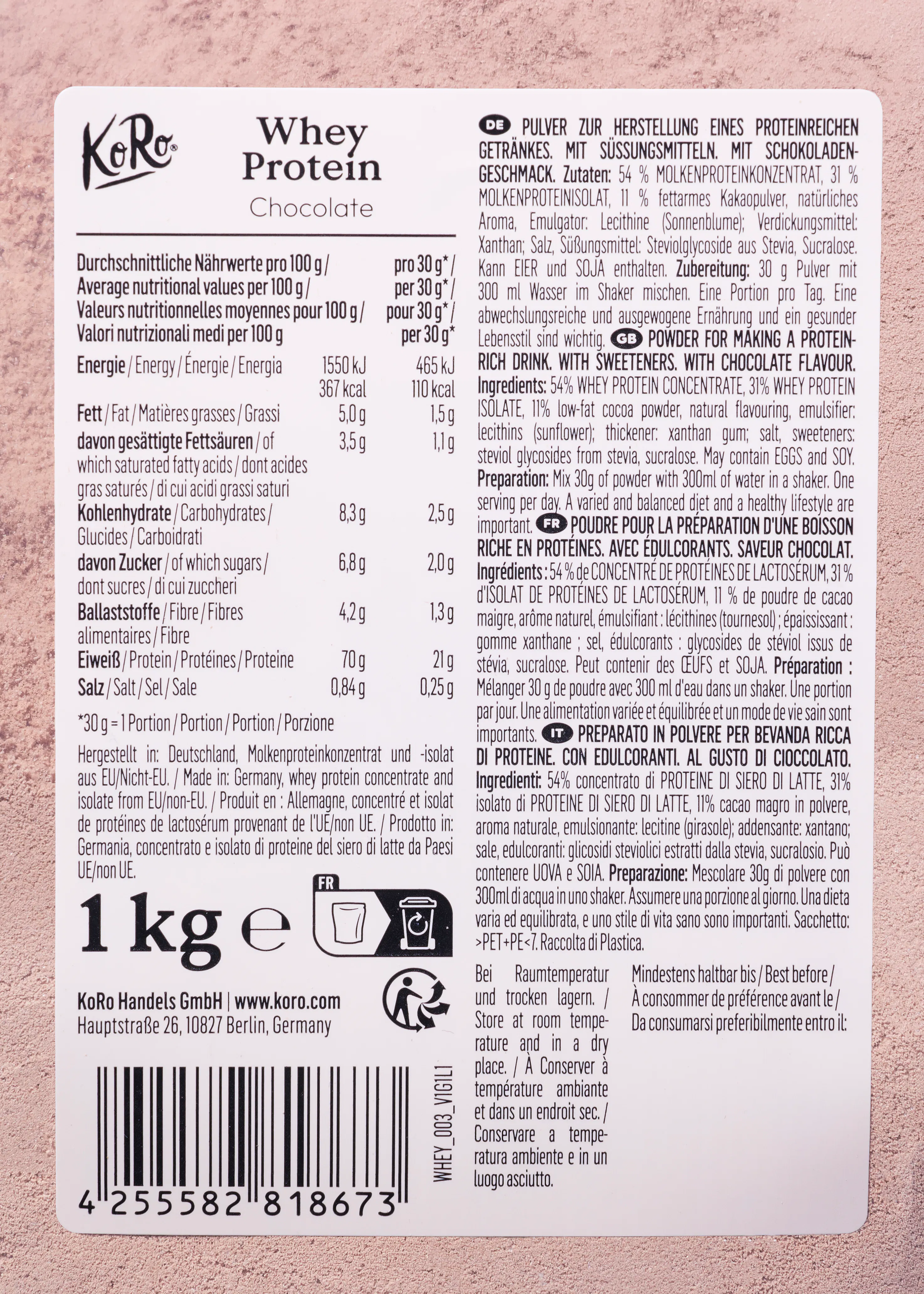 Whey protéine au chocolat 1 kg