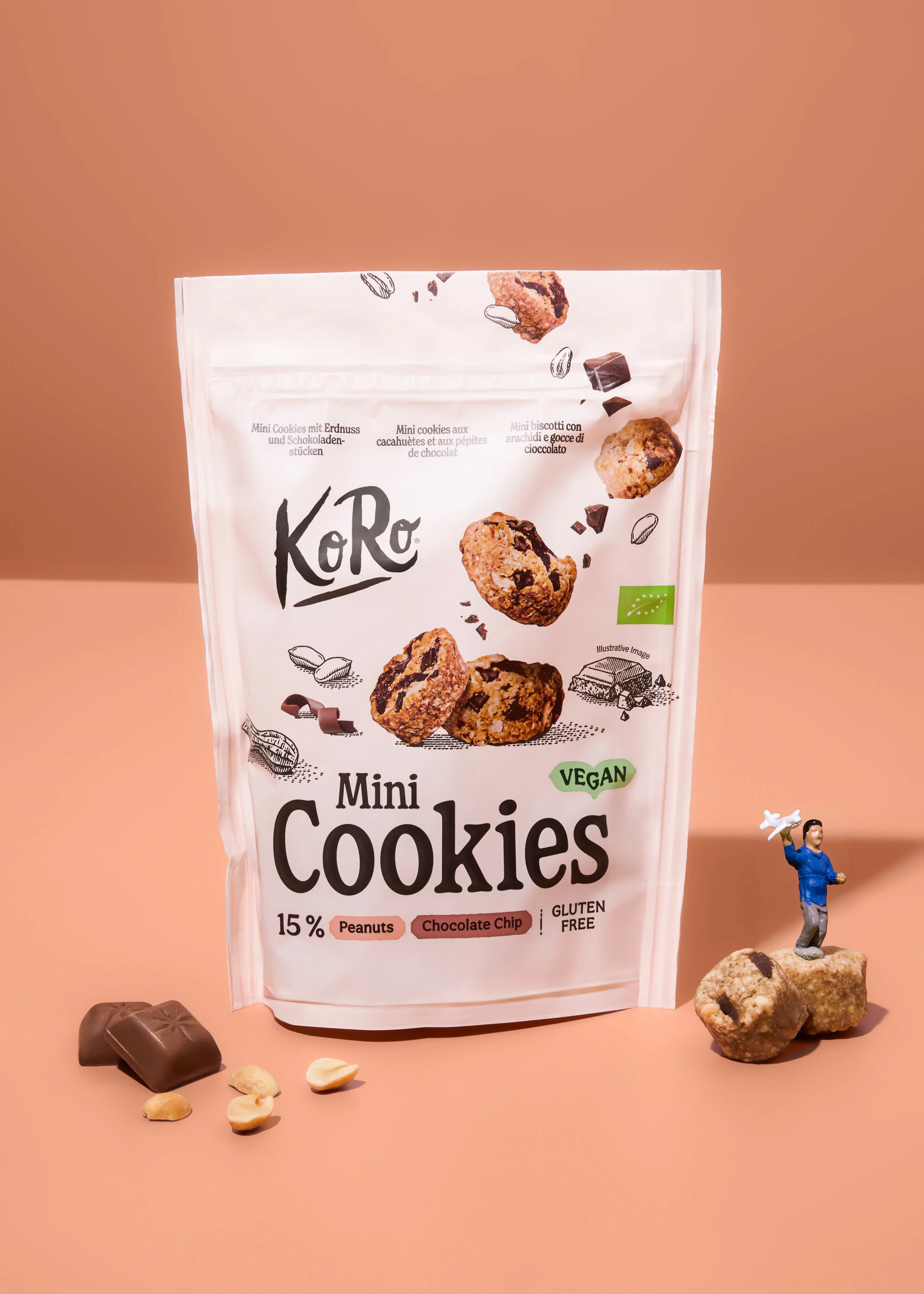 Ekologiska Mini Cookies med jordnötter och chokladbitar 150 g