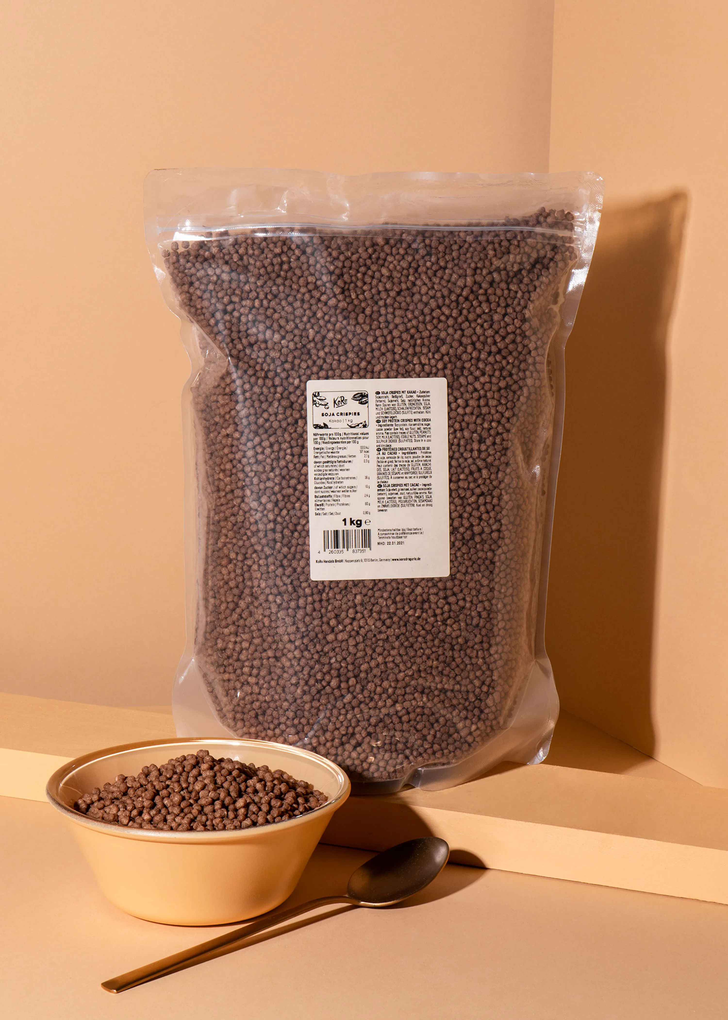 Soy protein crispies with cocoa and 58% protein 1kg