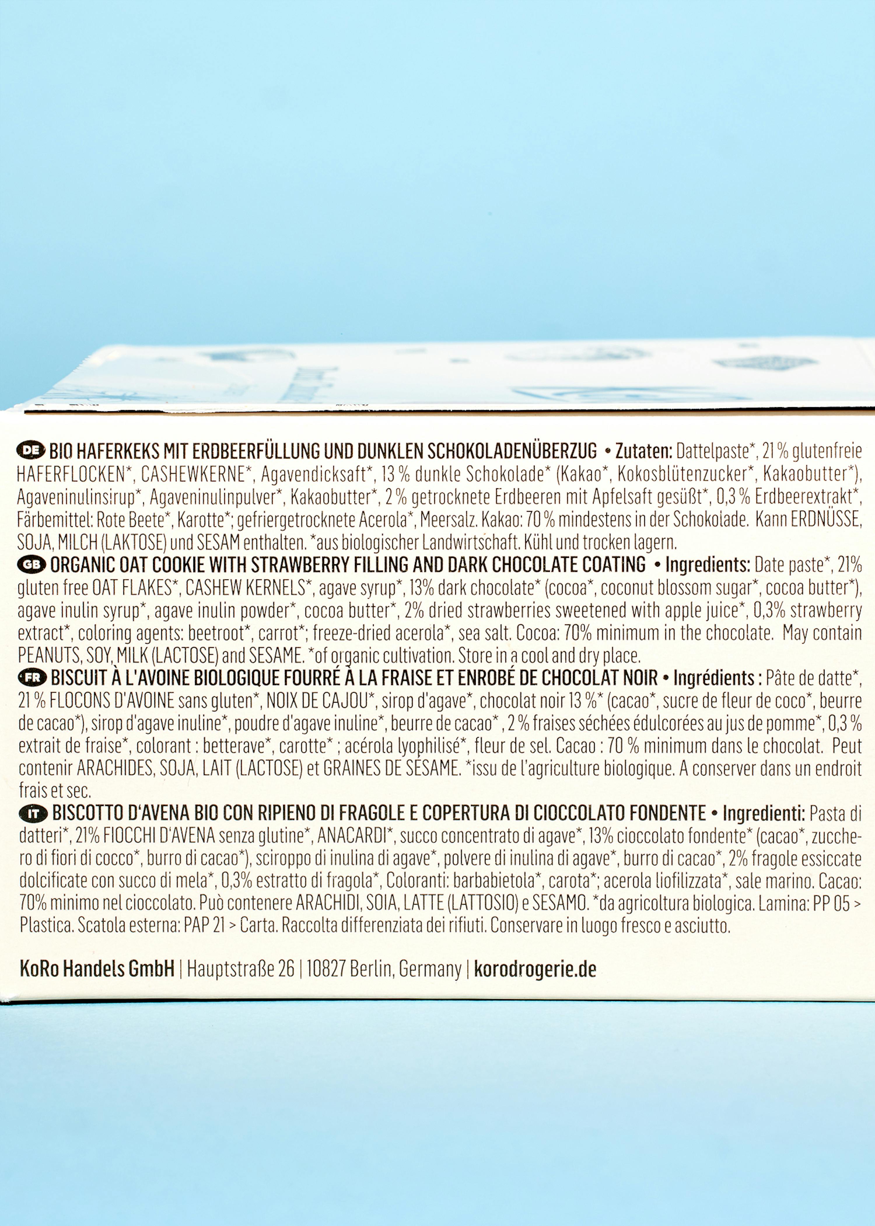 l' arrière d' une boîte de biscuits aux flocons d' avoine et au chocolat noir