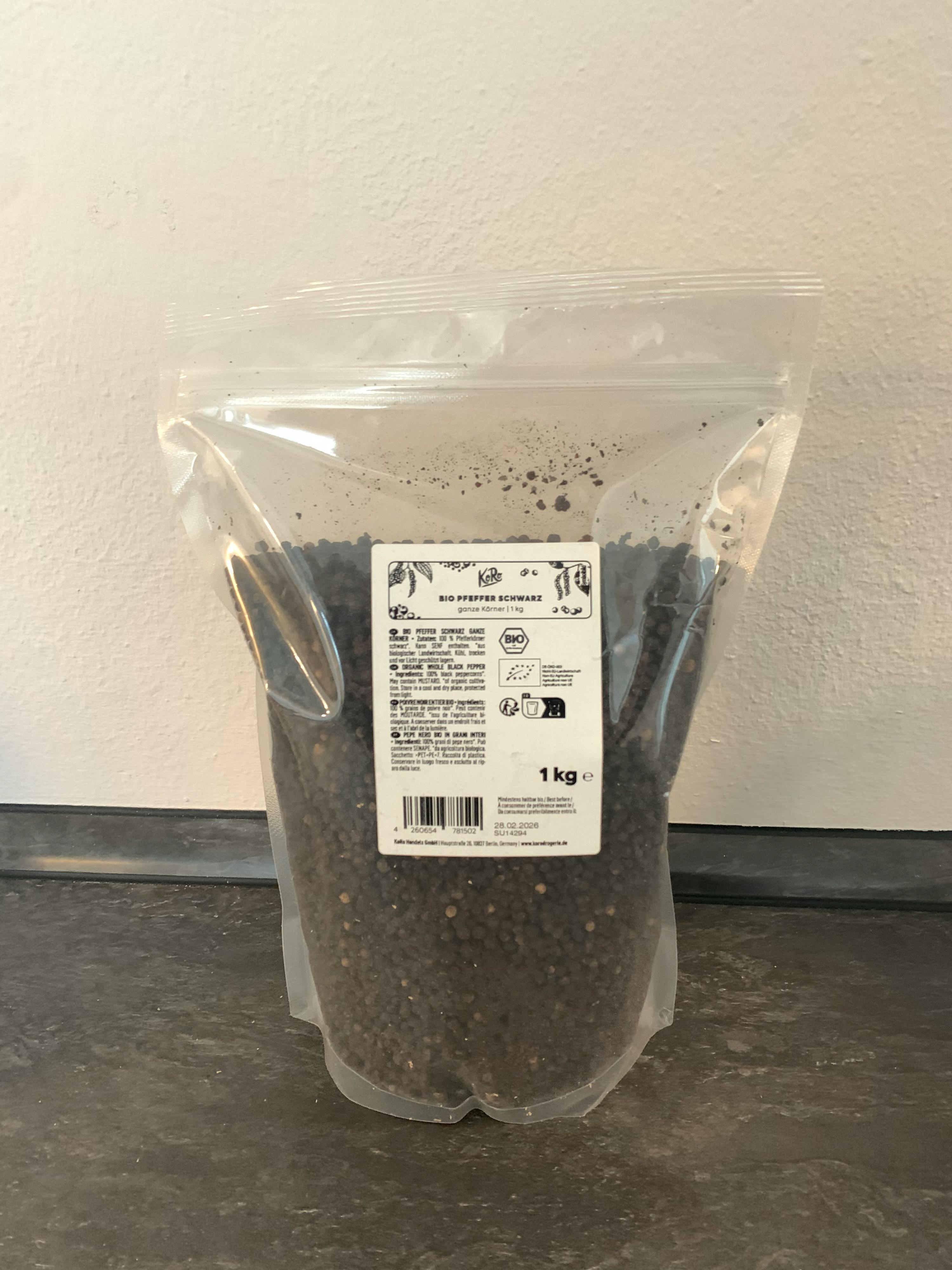 Poivre noir en grains 1kg