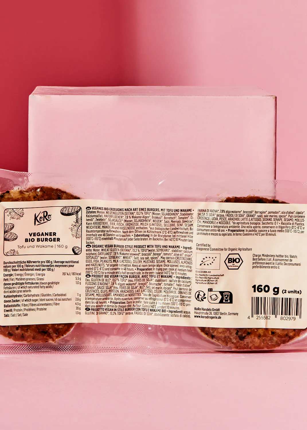 the back of a package of veganer bio burgers