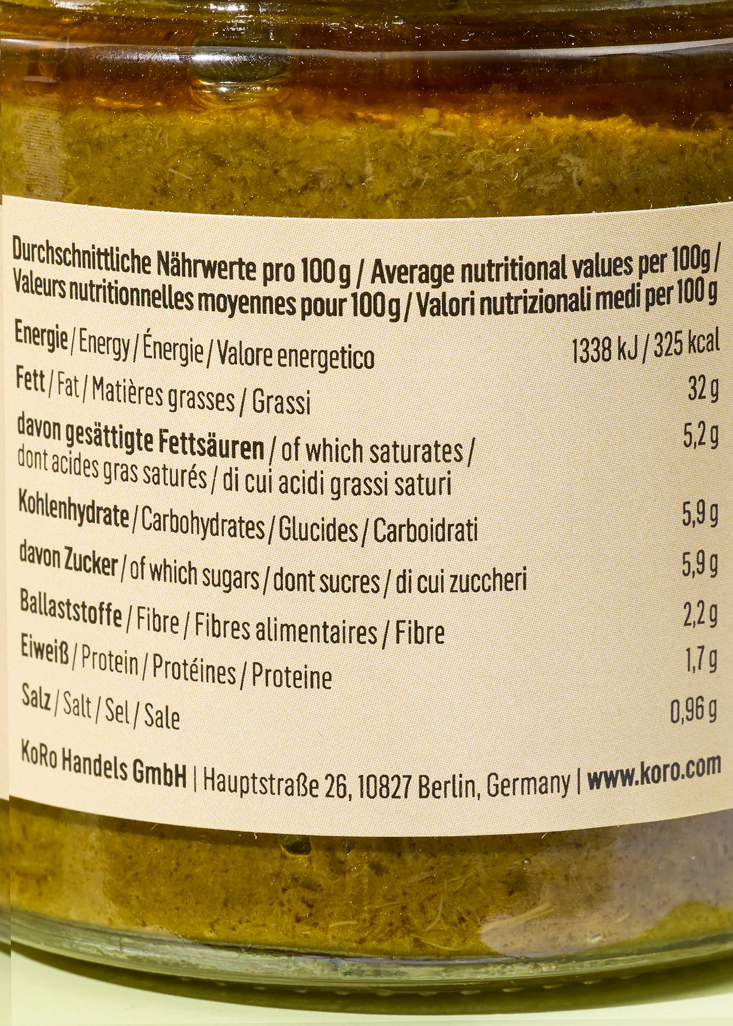 eine Nahaufnahme eines Etiketts mit den Nährwertangaben