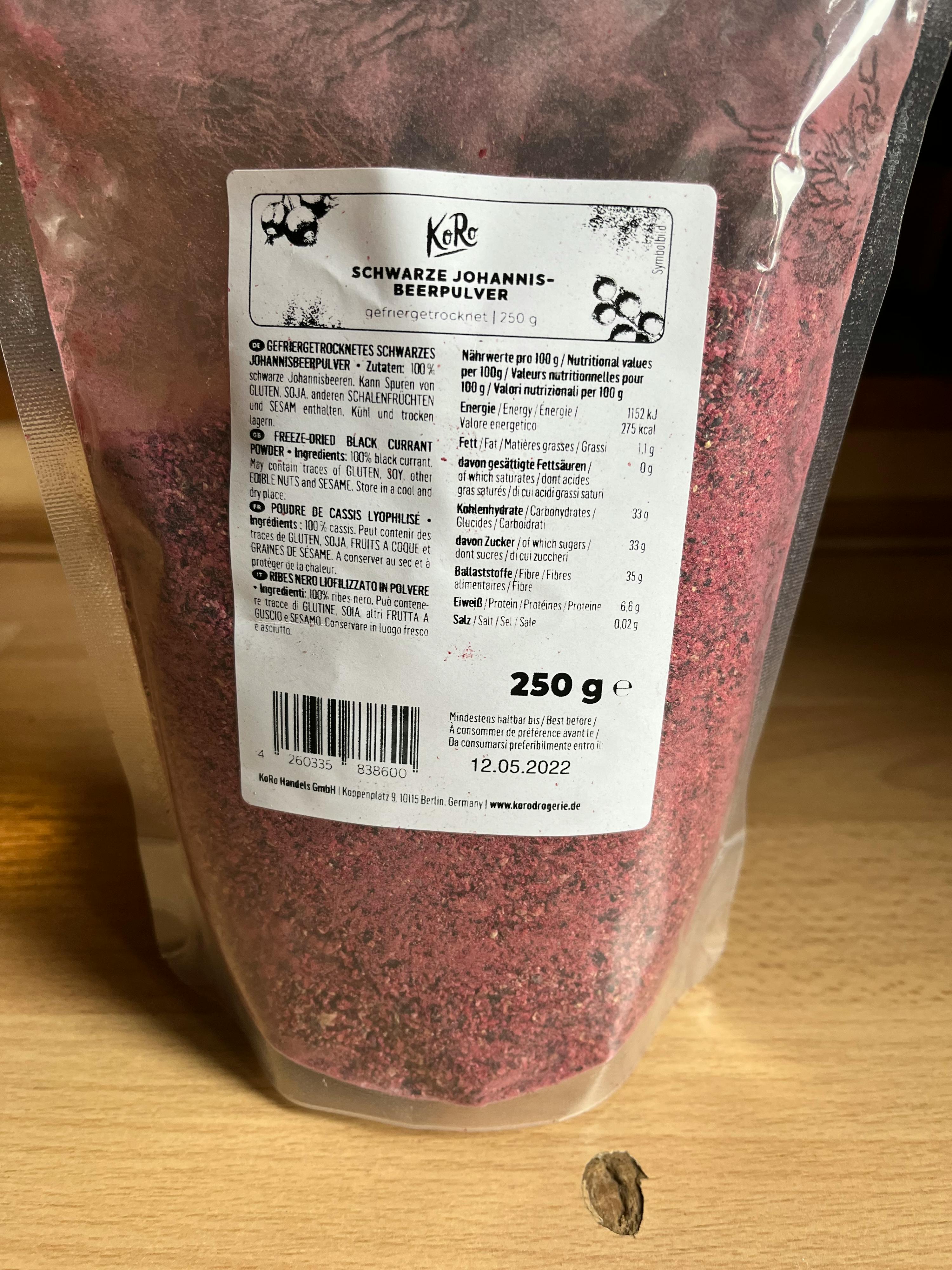 die Rückseite eines 250g-Bärenpulvers