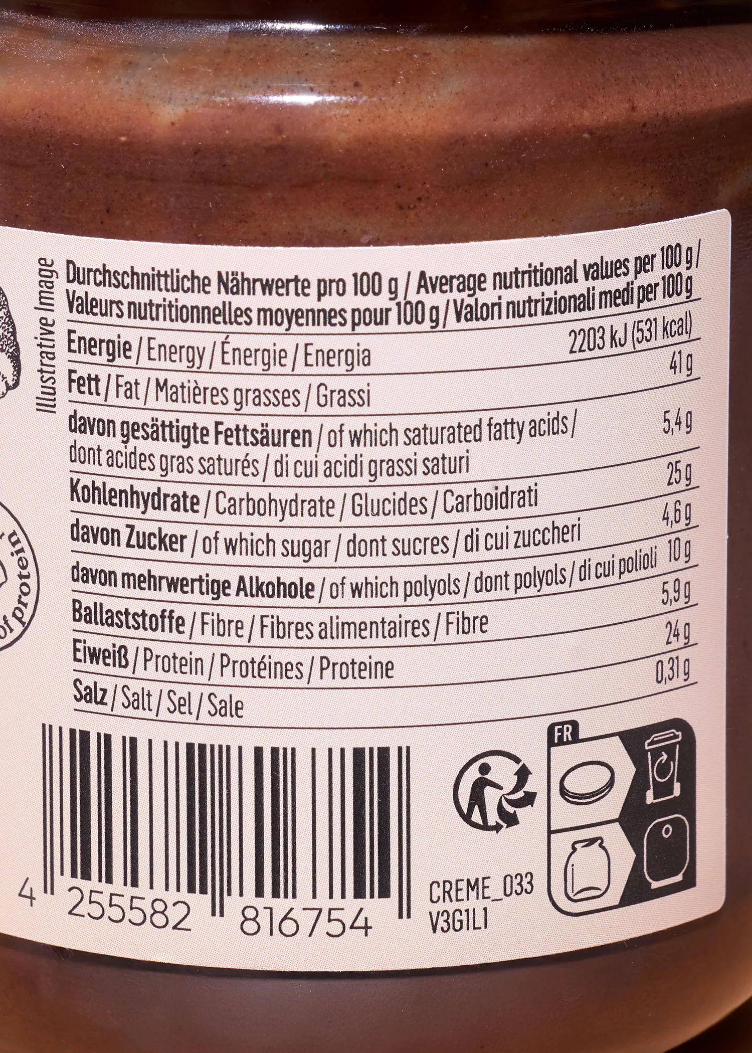 Crème protéinée vegan noisette et cacao 200 g