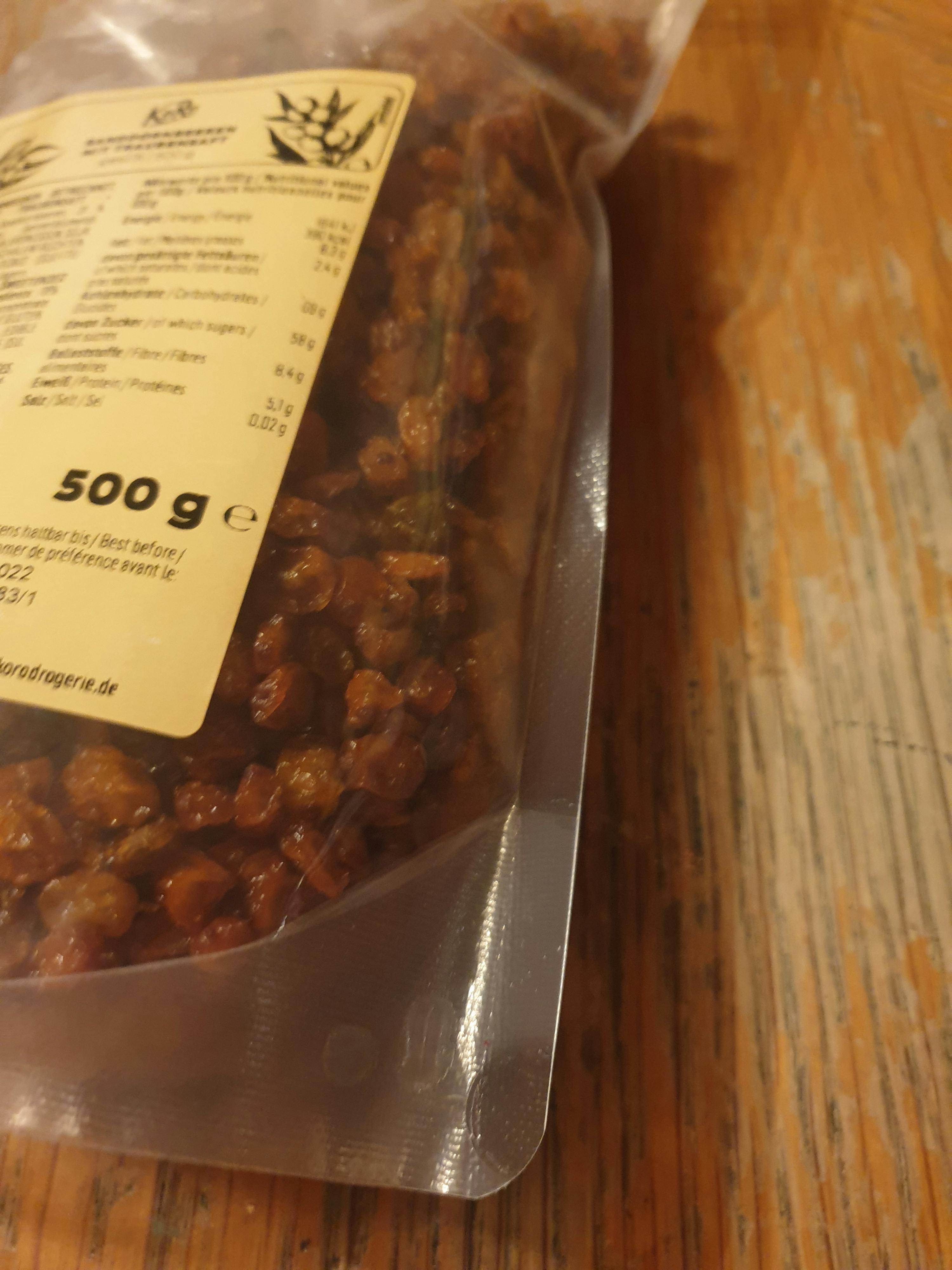 eine Plastiktüte mit einem Etikett , das 500 g sagt