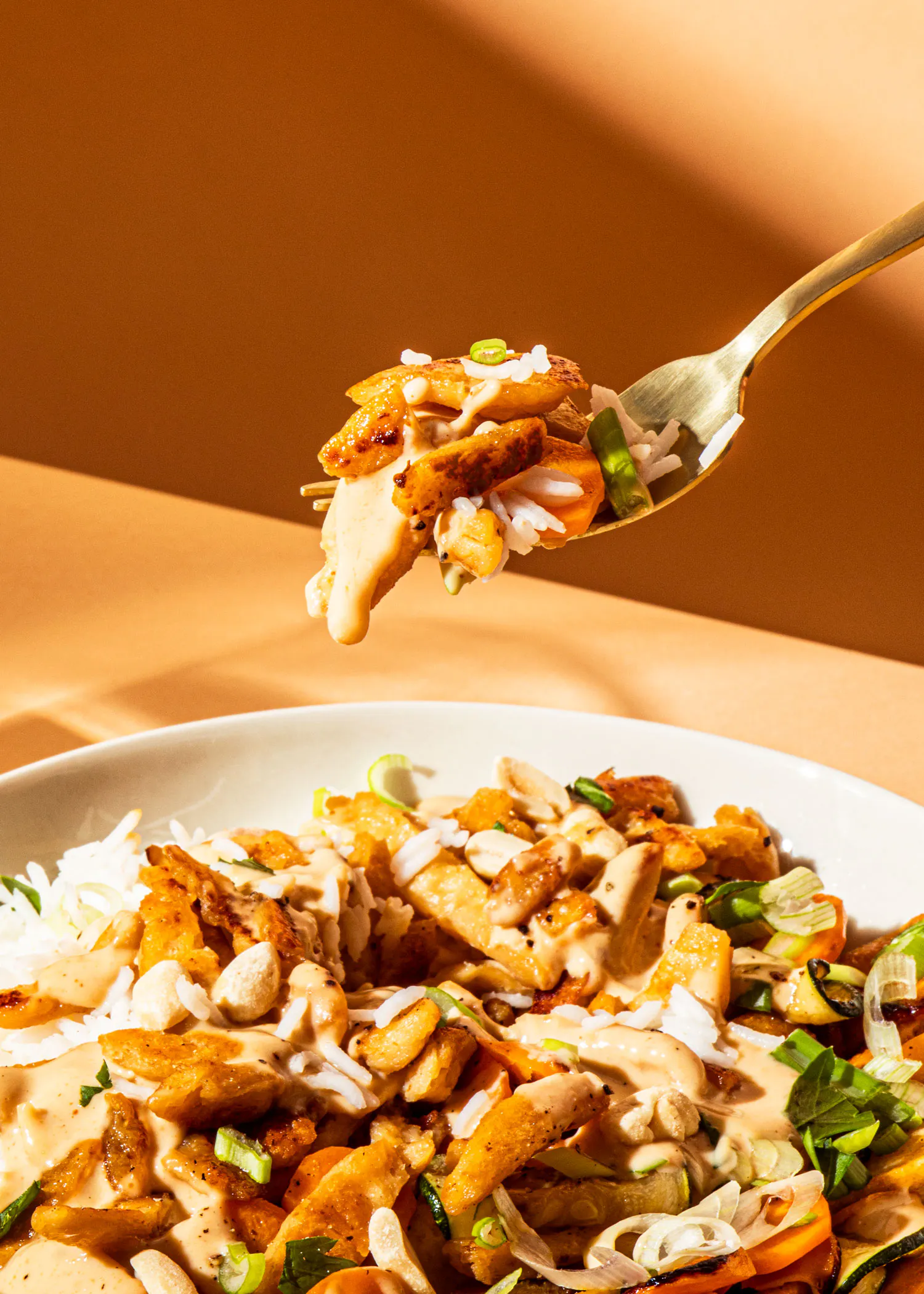 un primer plano de un plato de comida con arroz y verduras