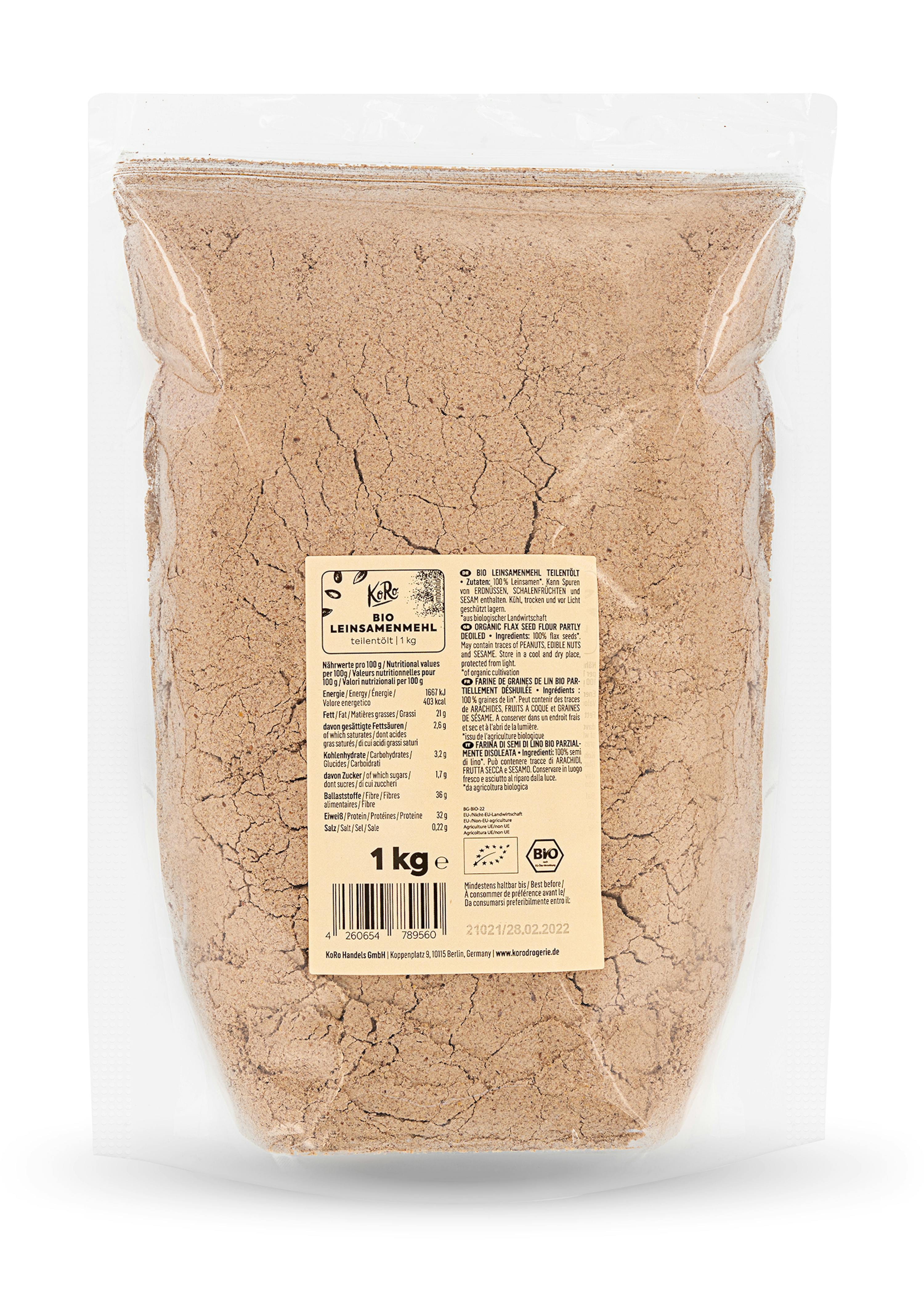 Farine de lin brun partiellement déshuilée bio 1 kg