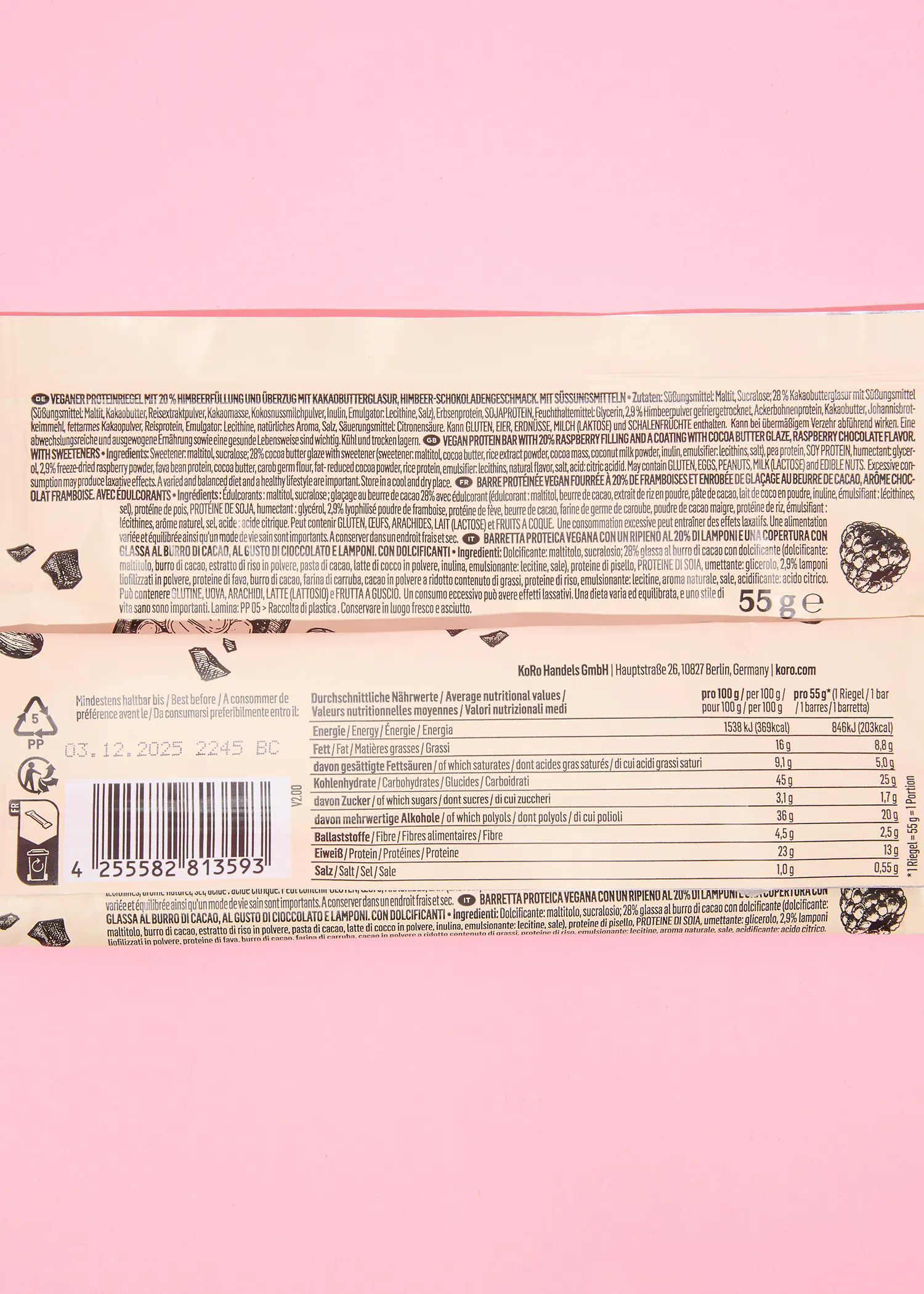 the back of a bar of chocolate shows the nutritional information