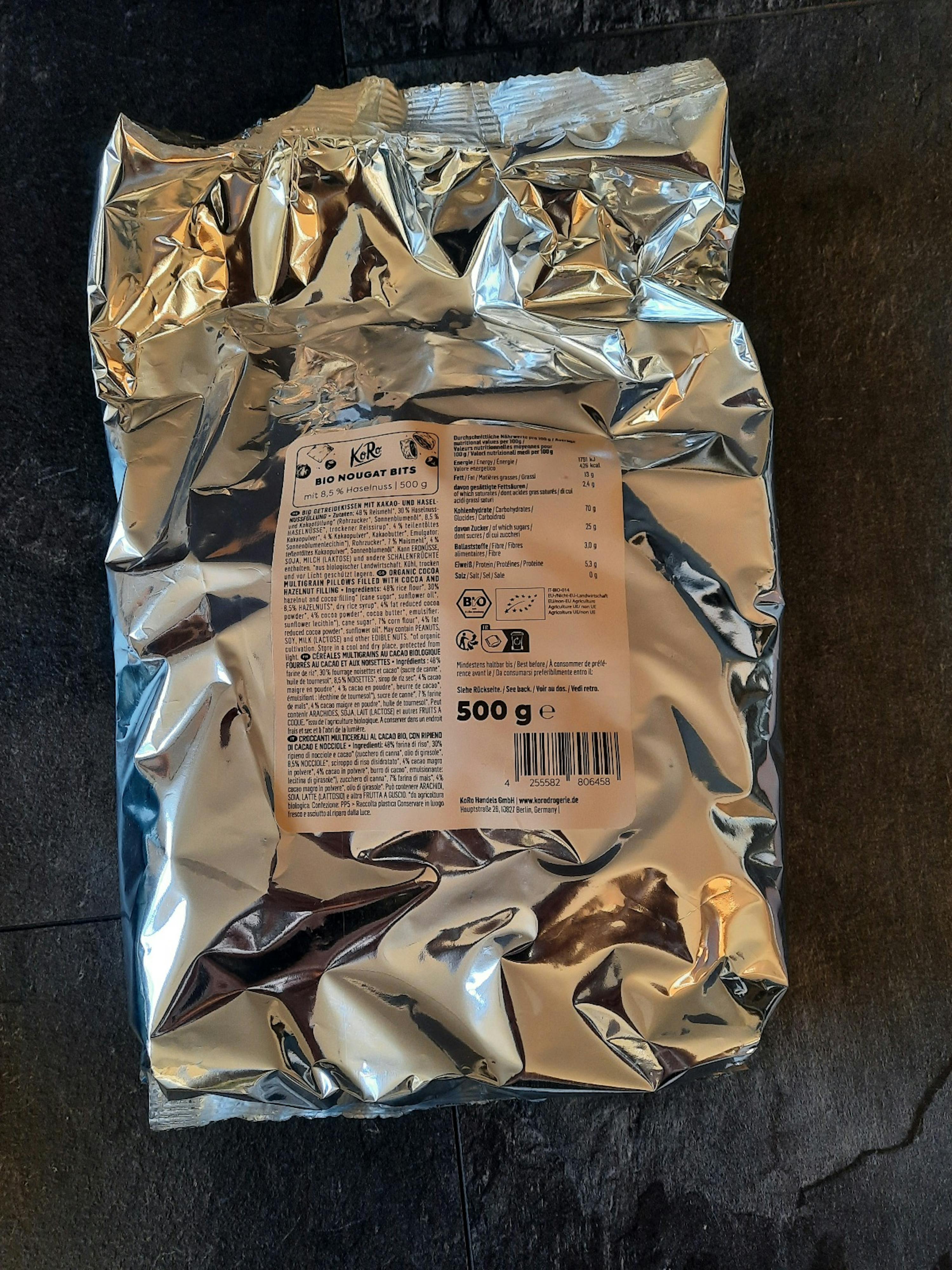 a bag of food with a label that says 500g