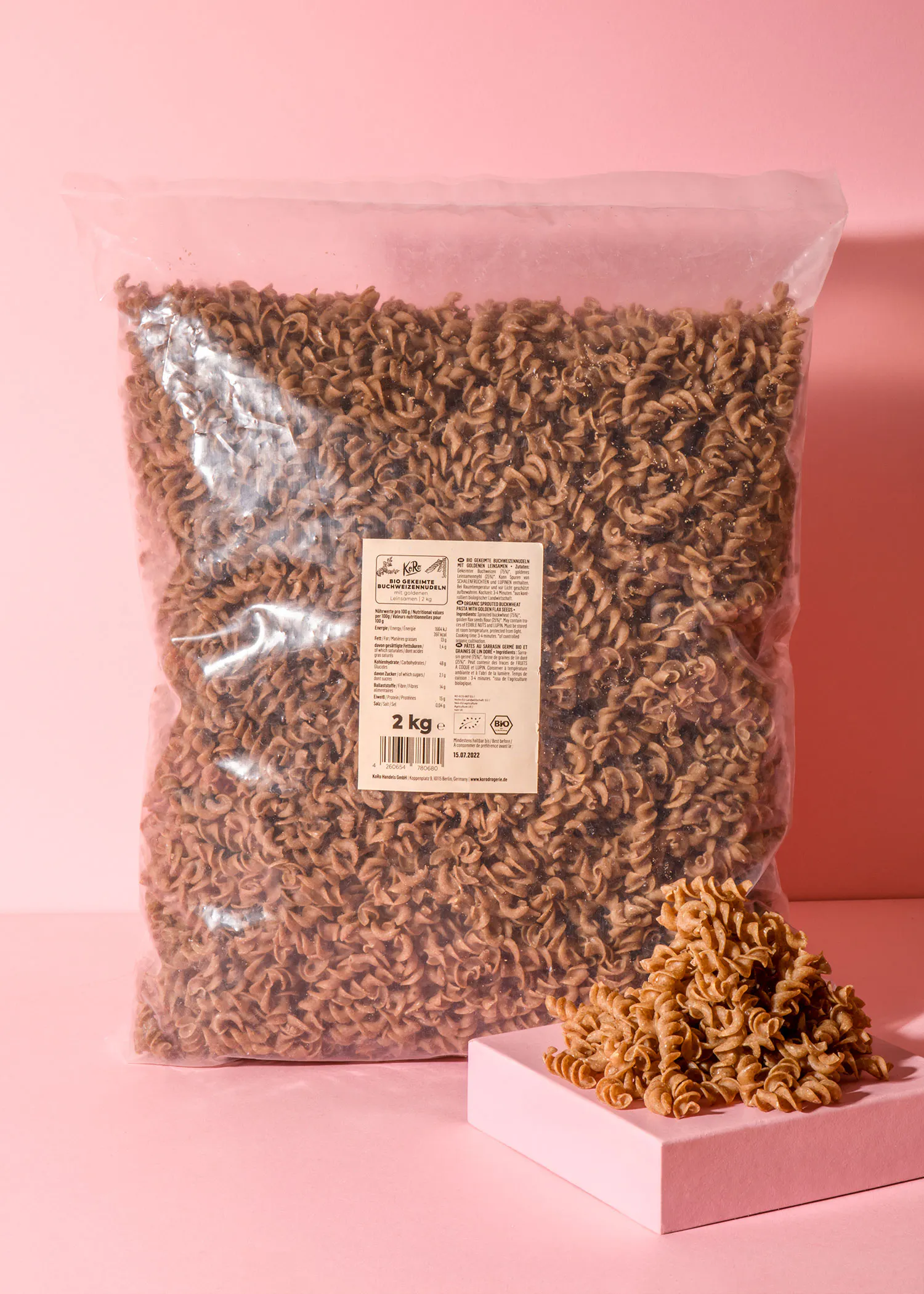 Pâtes fusilli à base de farine de sarrasin germé bio 2 kg