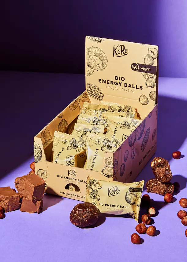 une boîte de balles d' énergie bio de koko