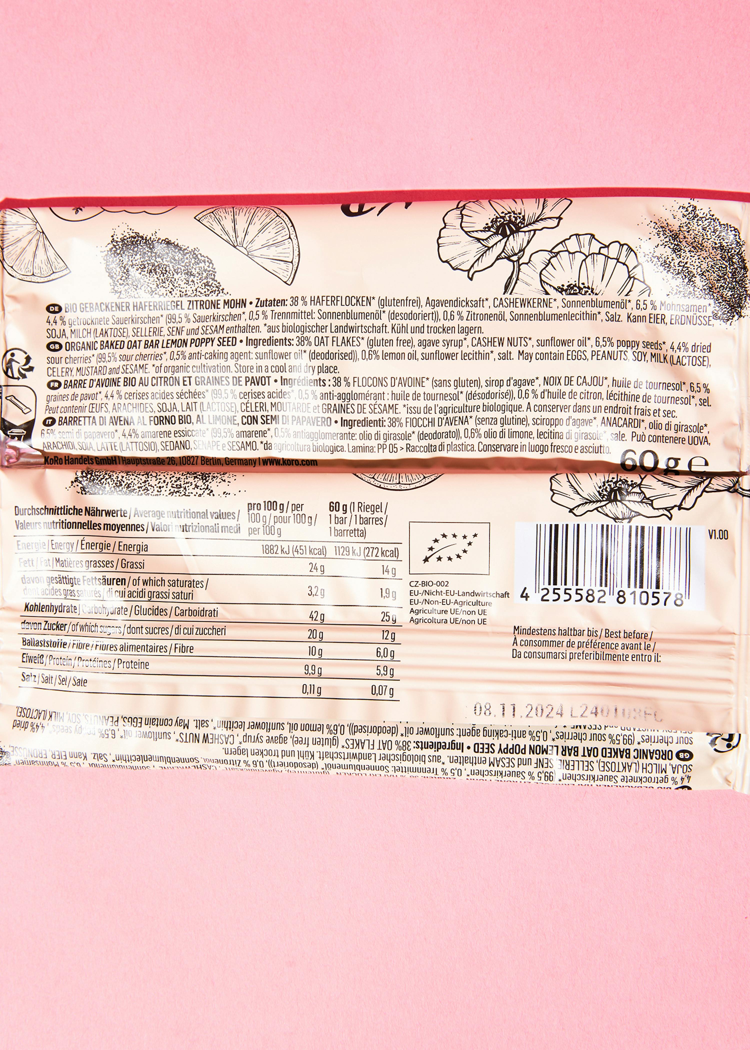 eine Nahaufnahme der Rückseite einer Schokoladentafel