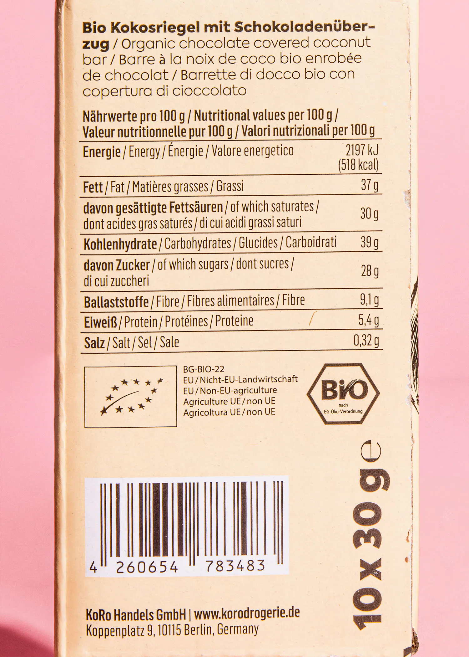 l' arrière d' un paquet de chocolat bio